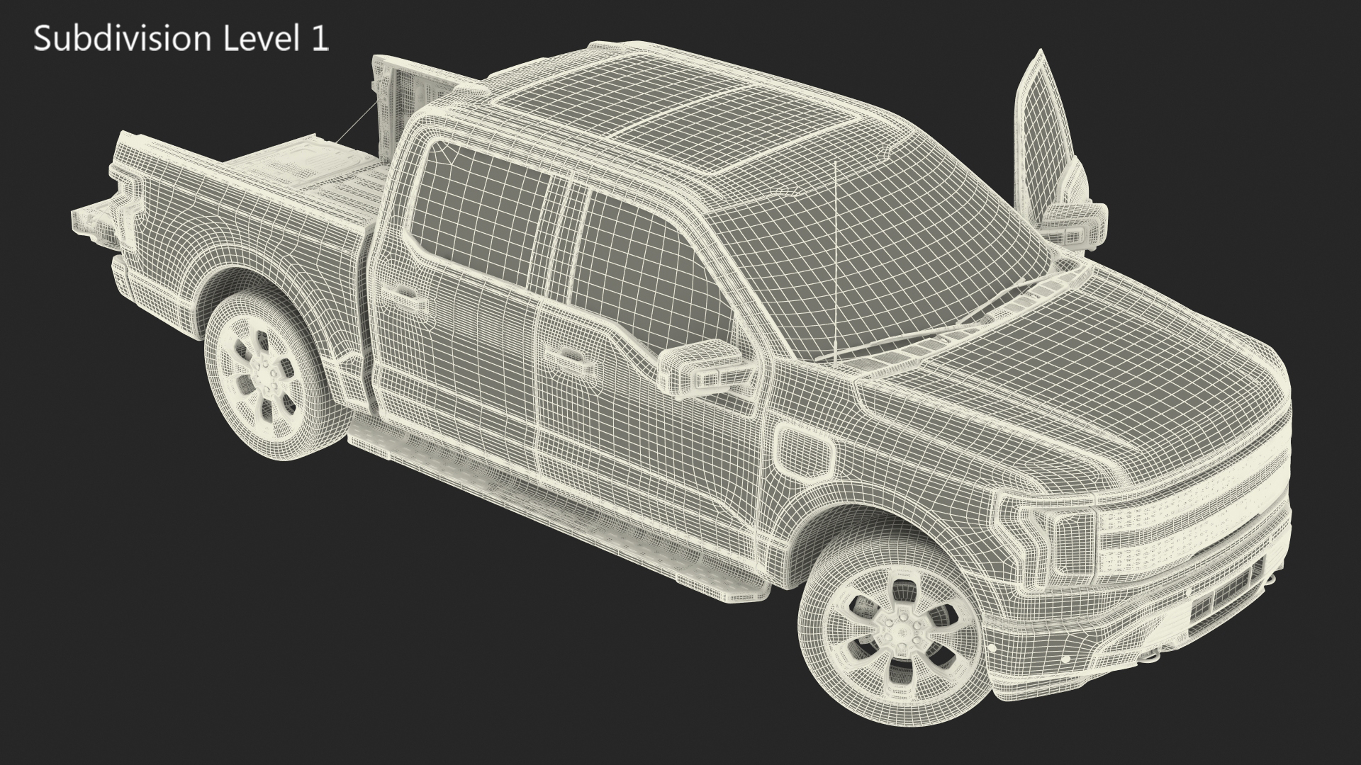 3D Electric Pickup Truck Rigged model