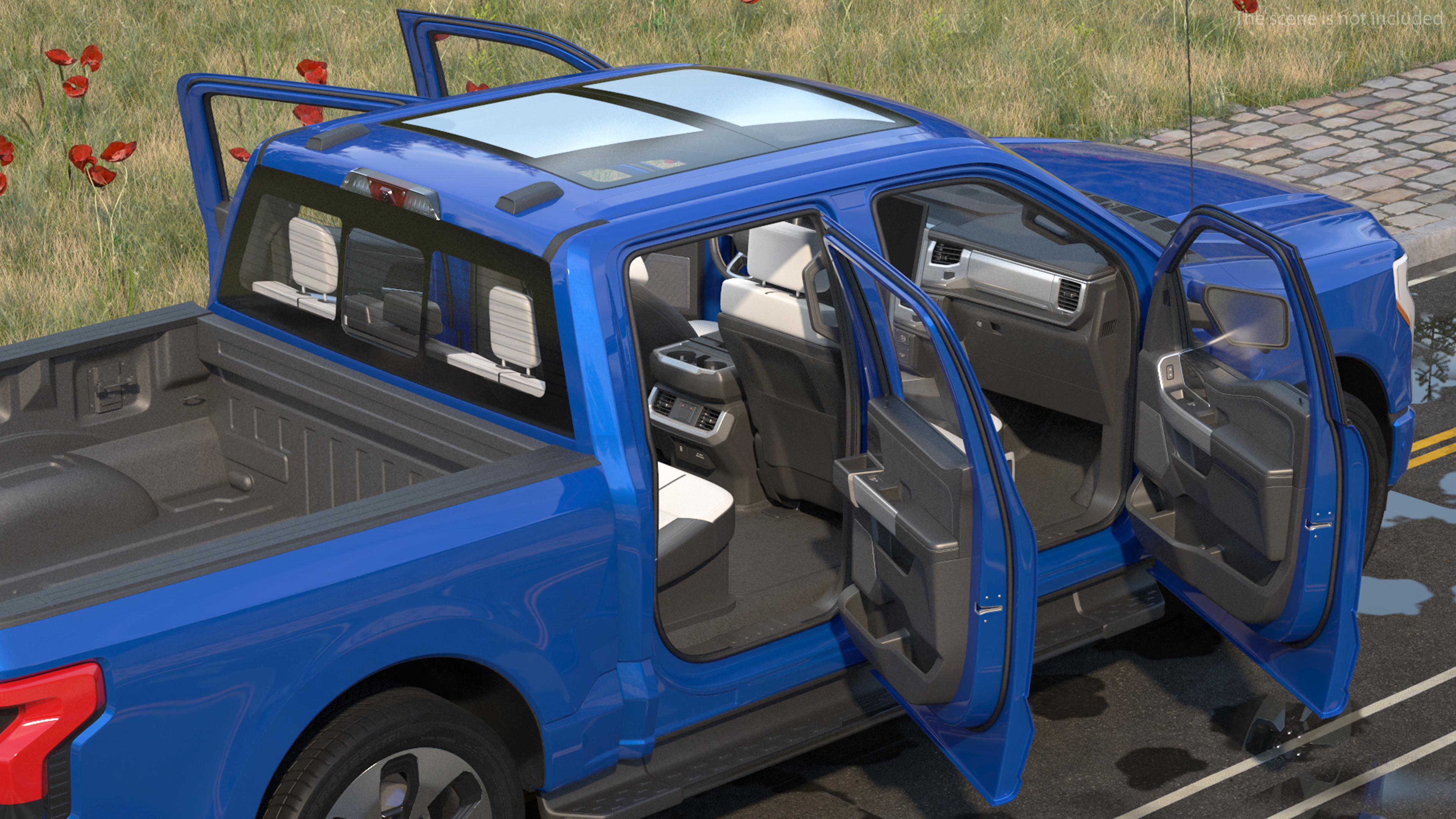 3D Electric Pickup Truck Rigged model