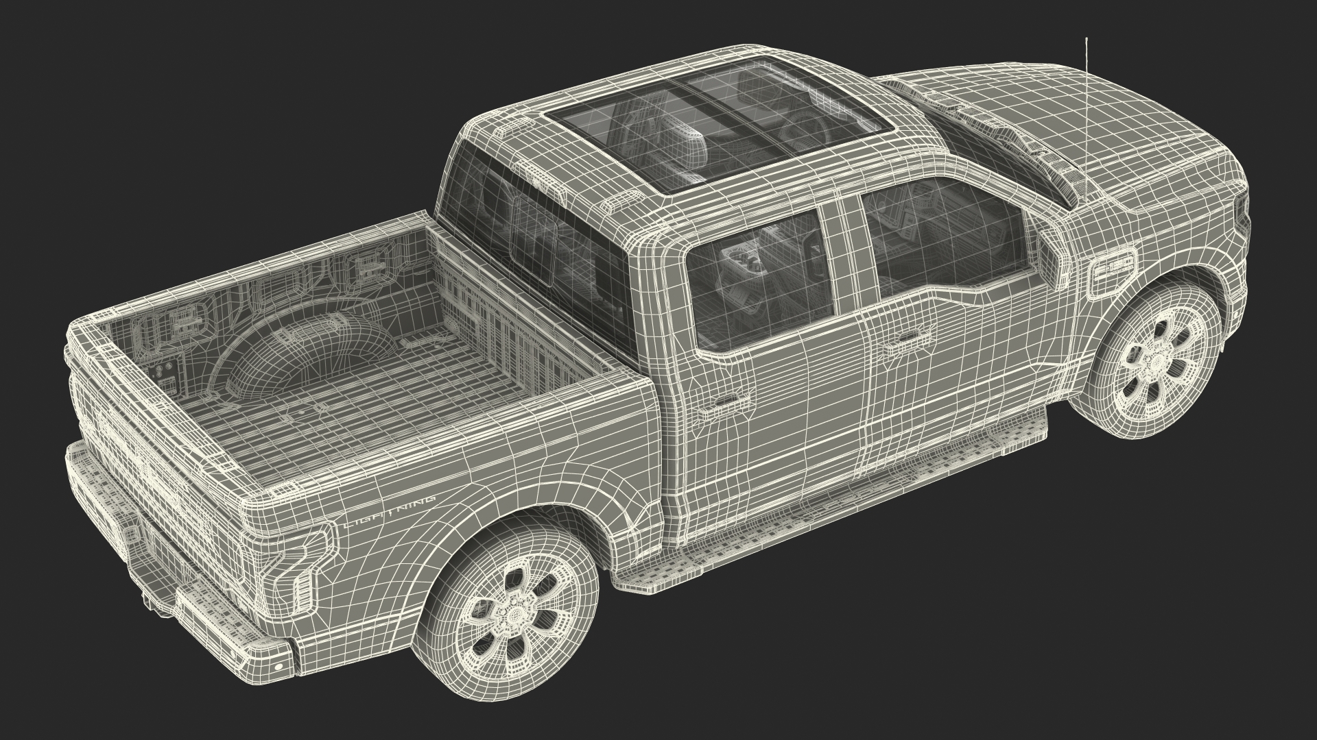 3D Electric Pickup Truck Rigged model