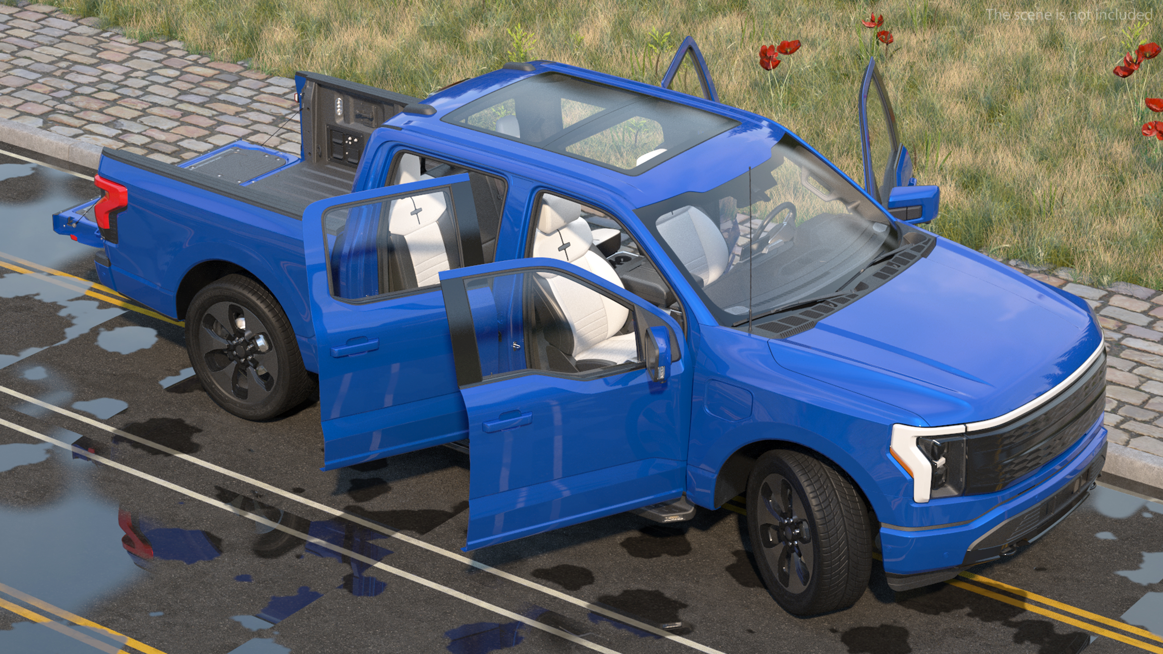 3D Electric Pickup Truck Rigged model