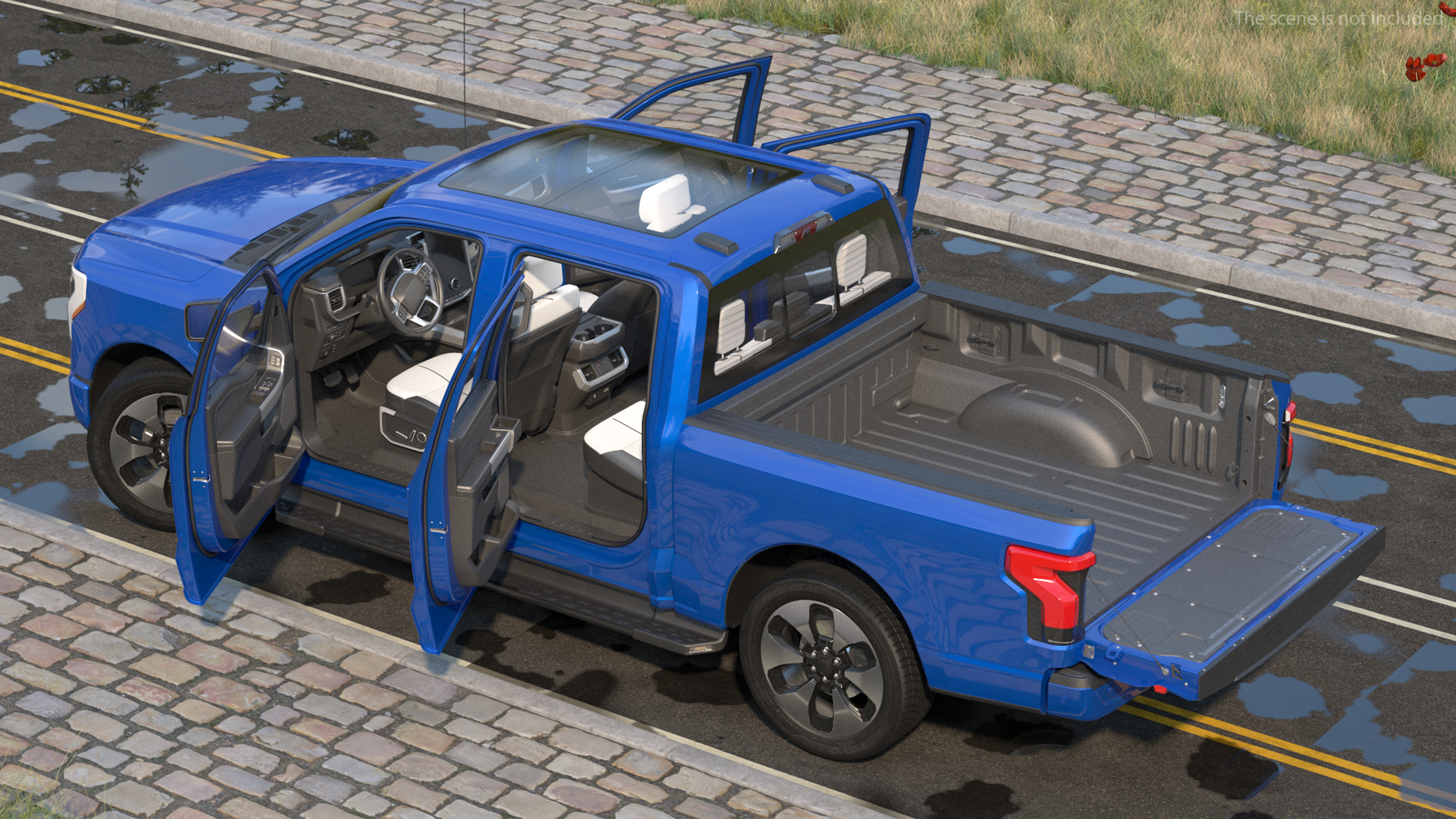 3D Electric Pickup Truck Rigged model