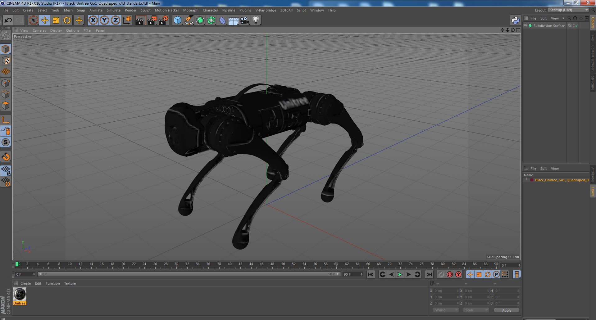 Black Unitree Go1 Quadruped 3D