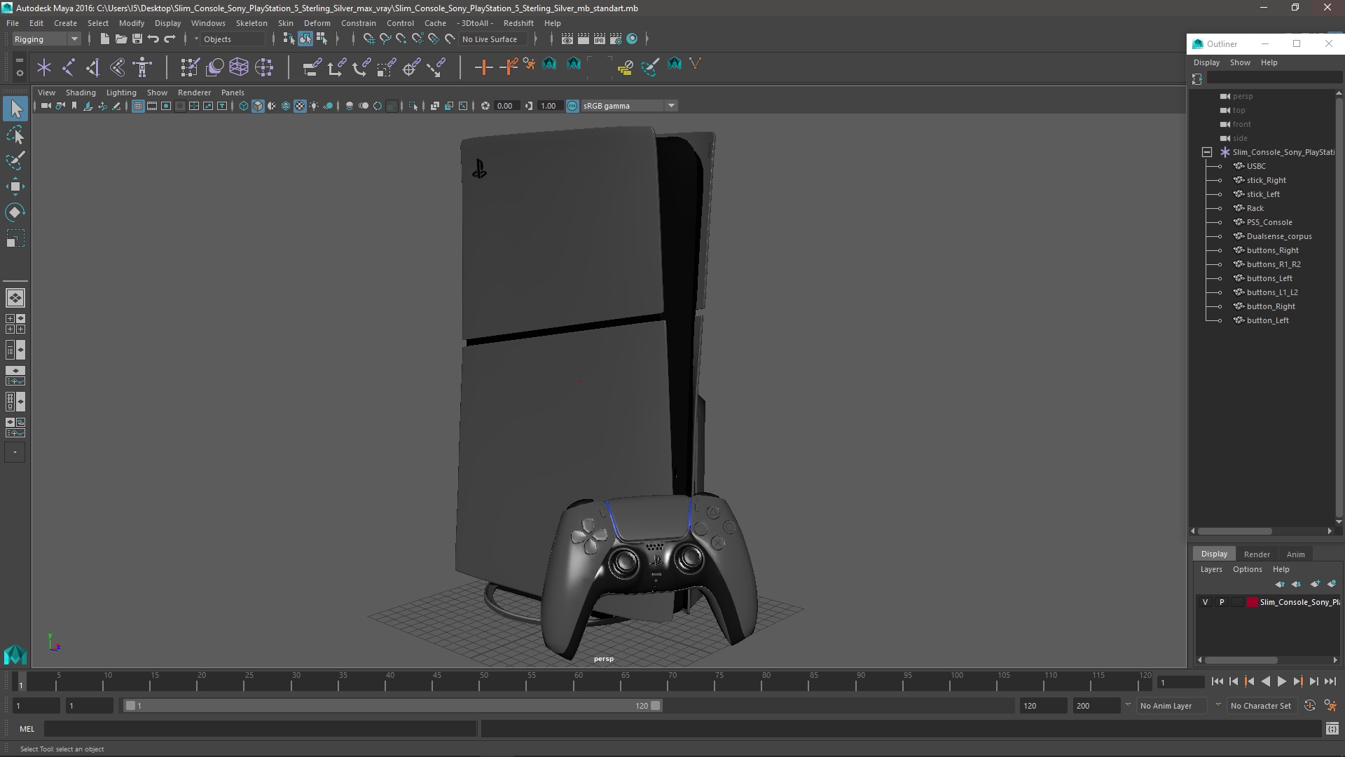 Slim Console Sony PlayStation 5 Sterling Silver 3D