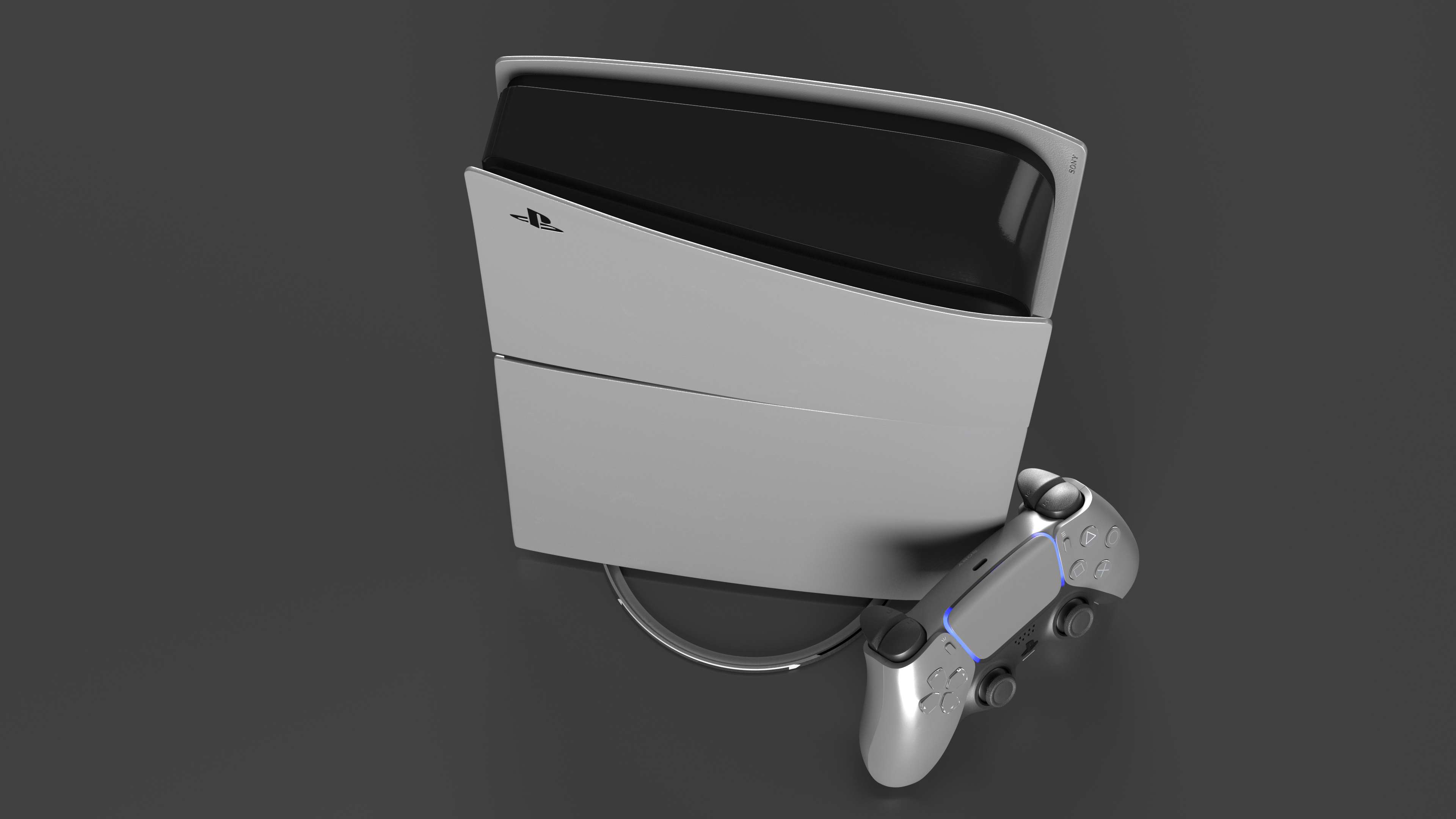 Slim Console Sony PlayStation 5 Sterling Silver 3D