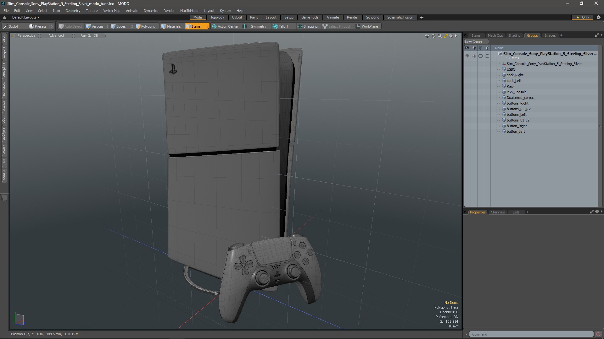Slim Console Sony PlayStation 5 Sterling Silver 3D