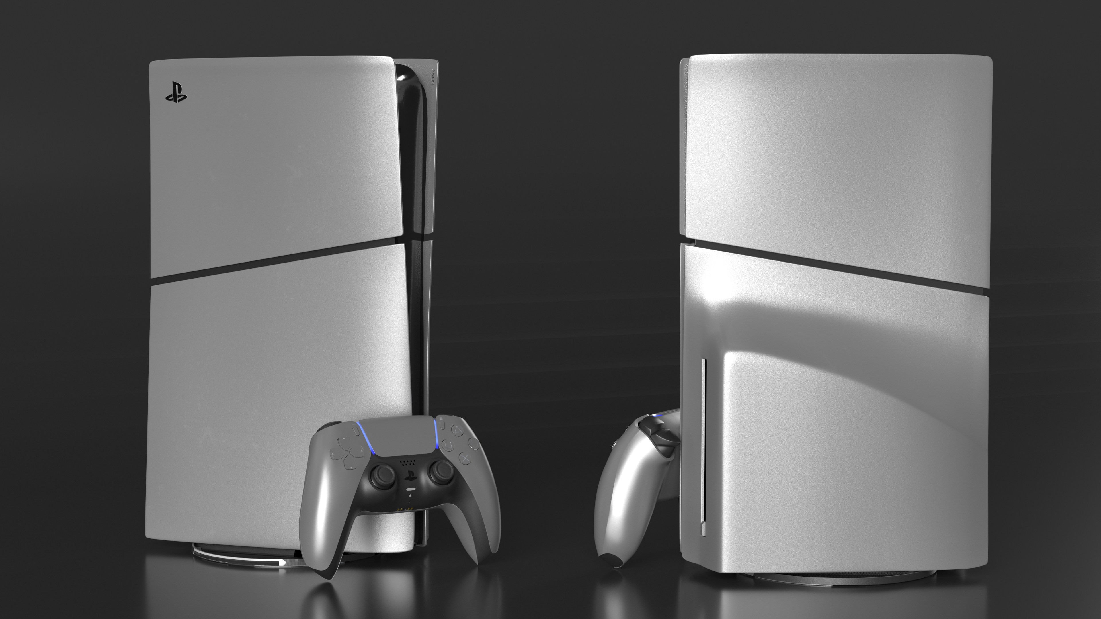Slim Console Sony PlayStation 5 Sterling Silver 3D