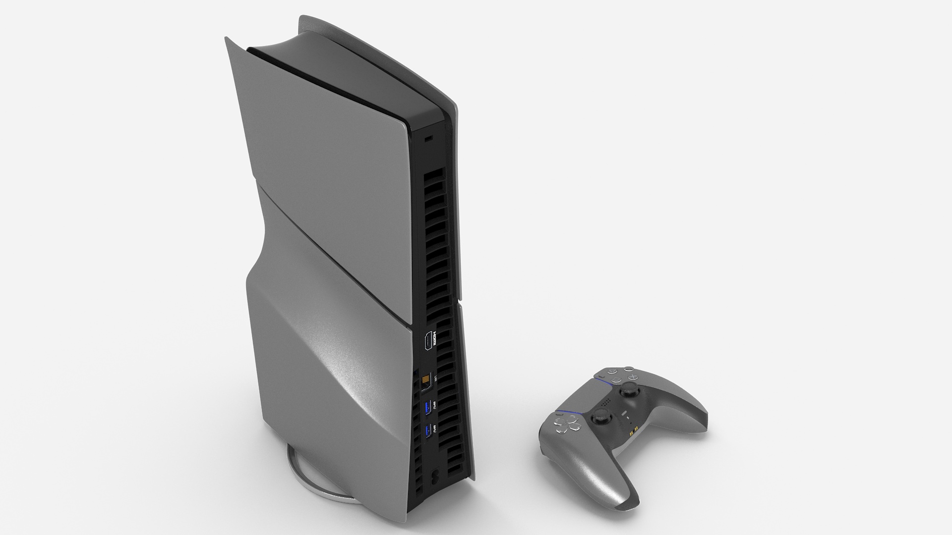 Slim Console Sony PlayStation 5 Sterling Silver 3D