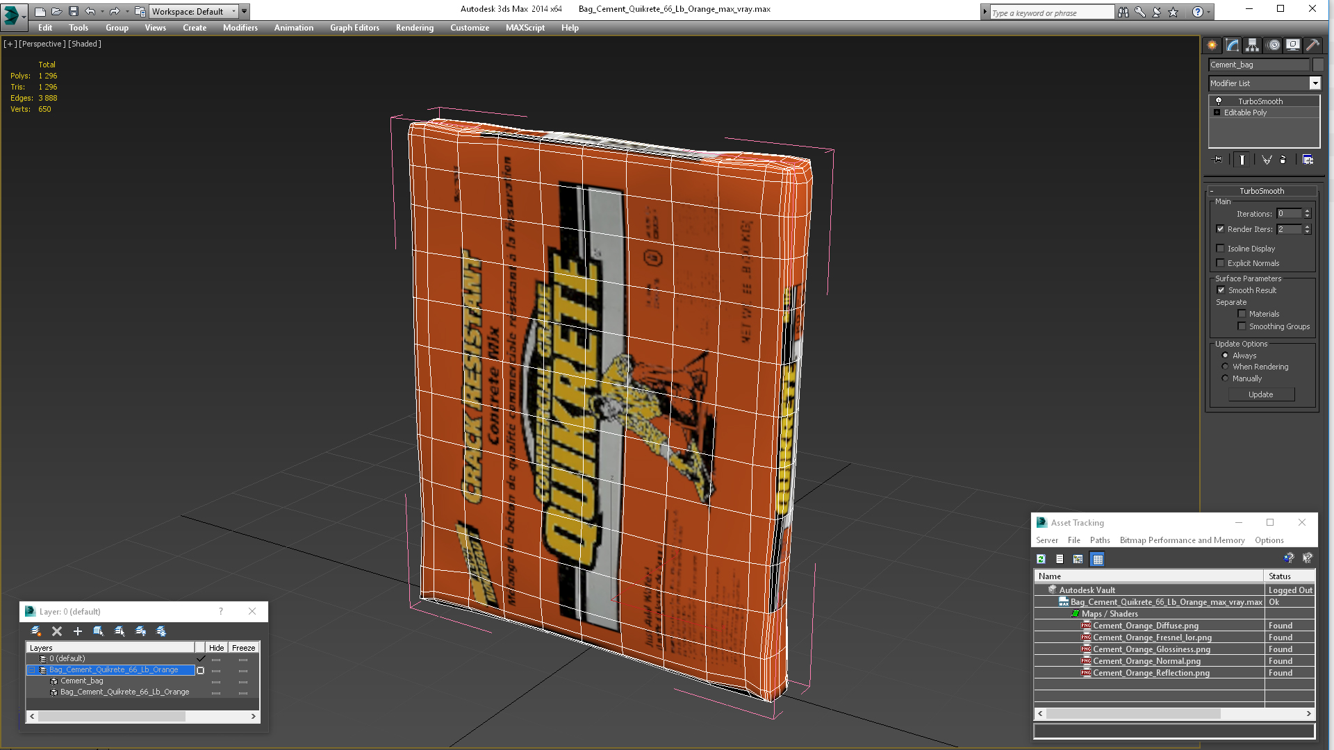 Bag Cement Quikrete 66 Lb Orange 3D