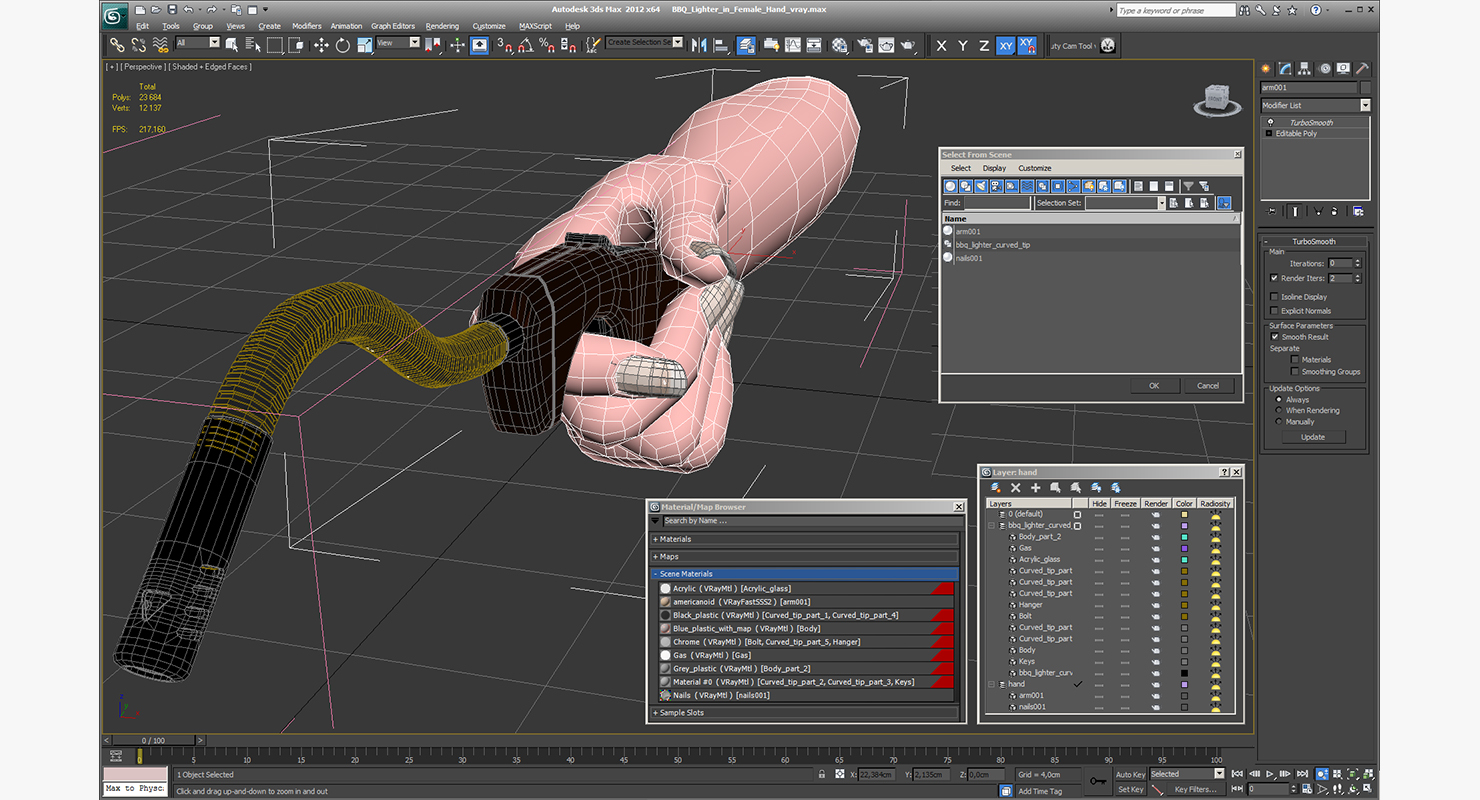 3D BBQ Lighter in Female Hand