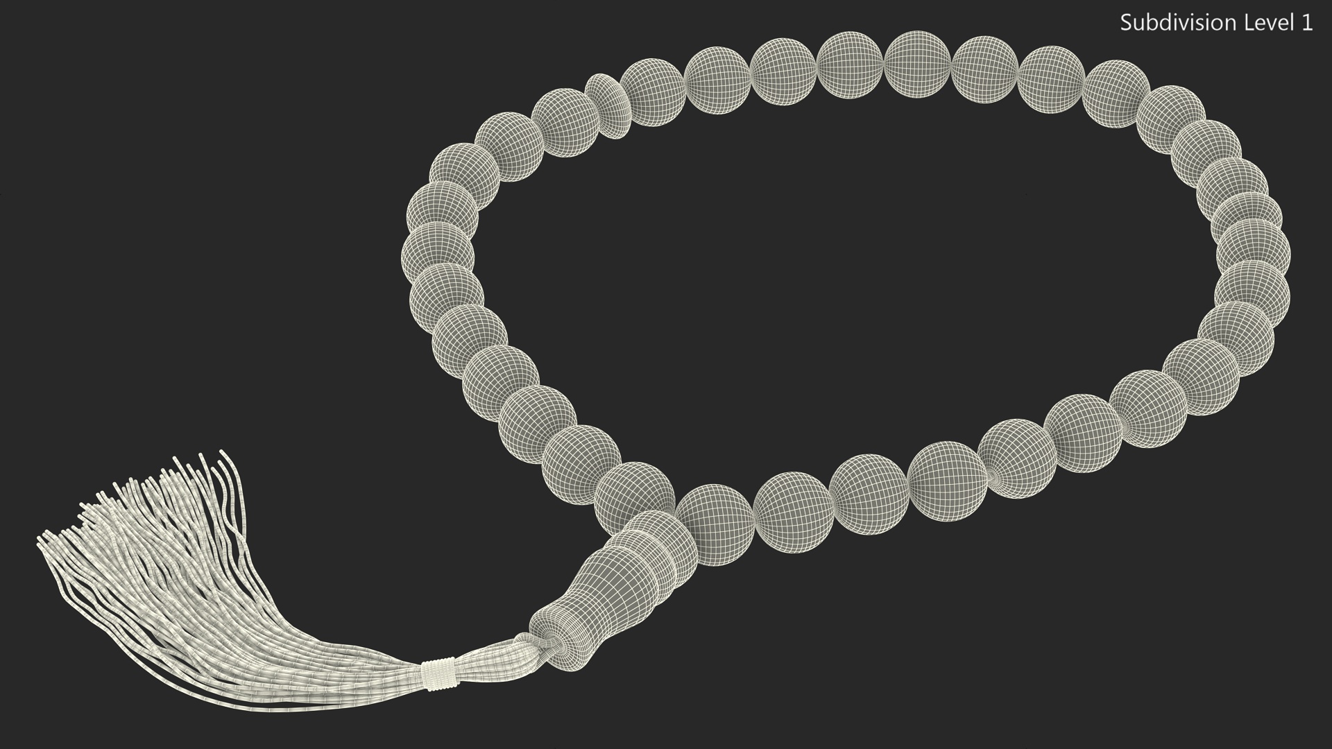 3D model Traditional Islamic Prayer Beads with Tassel Green