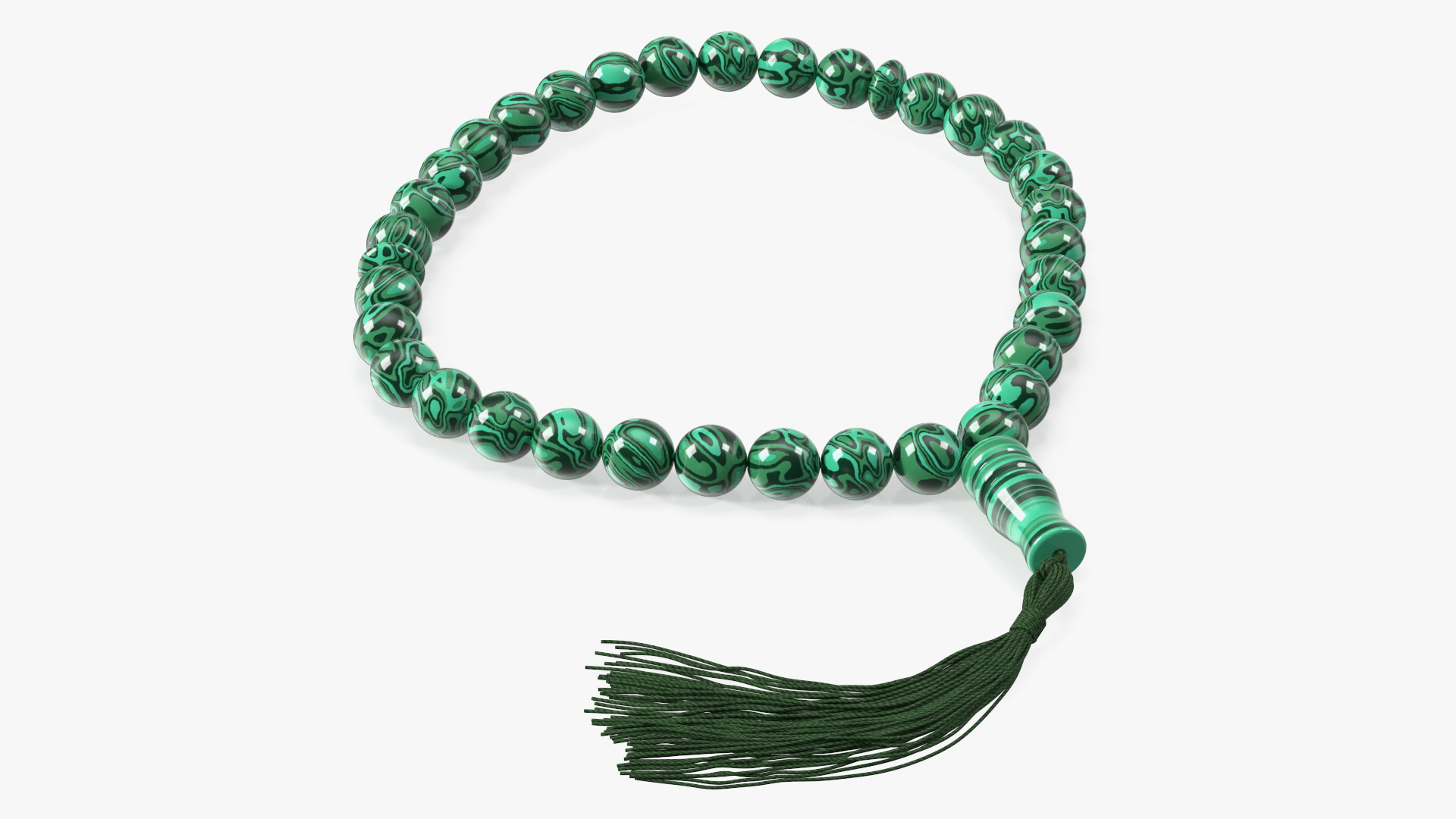 3D model Traditional Islamic Prayer Beads with Tassel Green