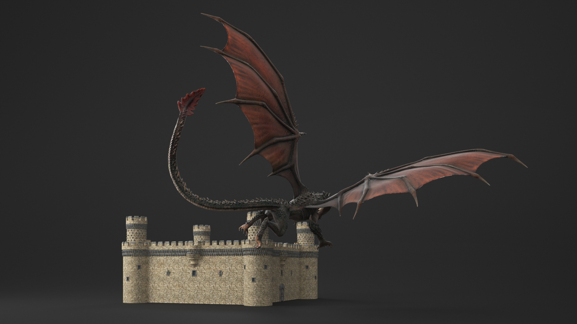 3D model Crusader Knight King Protecting Castle from Dragon