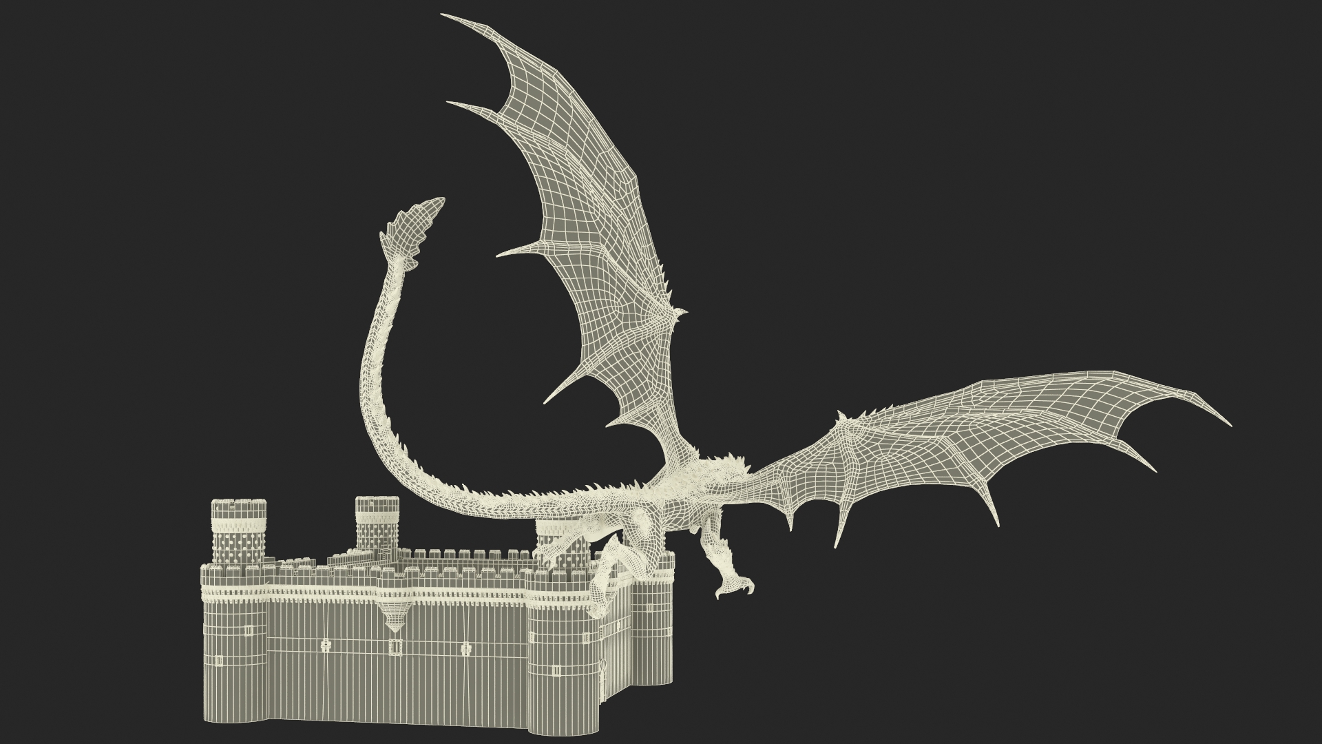 3D model Crusader Knight King Protecting Castle from Dragon