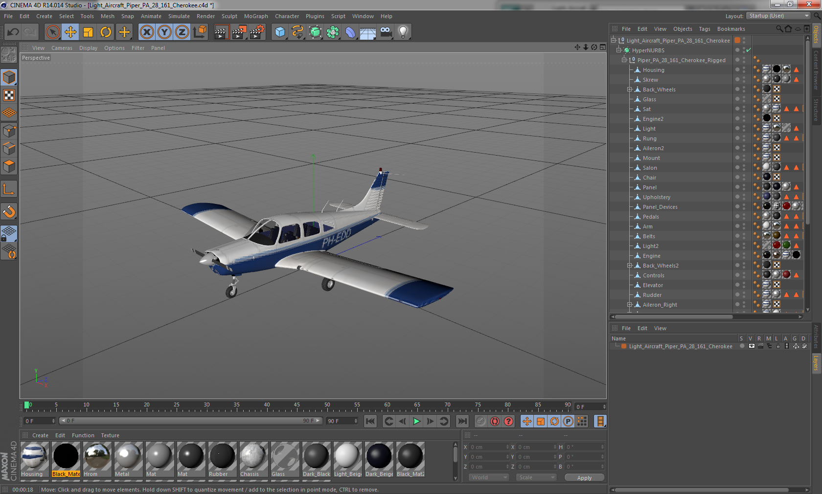 Light Aircraft Piper PA 28 161 Cherokee 3D model