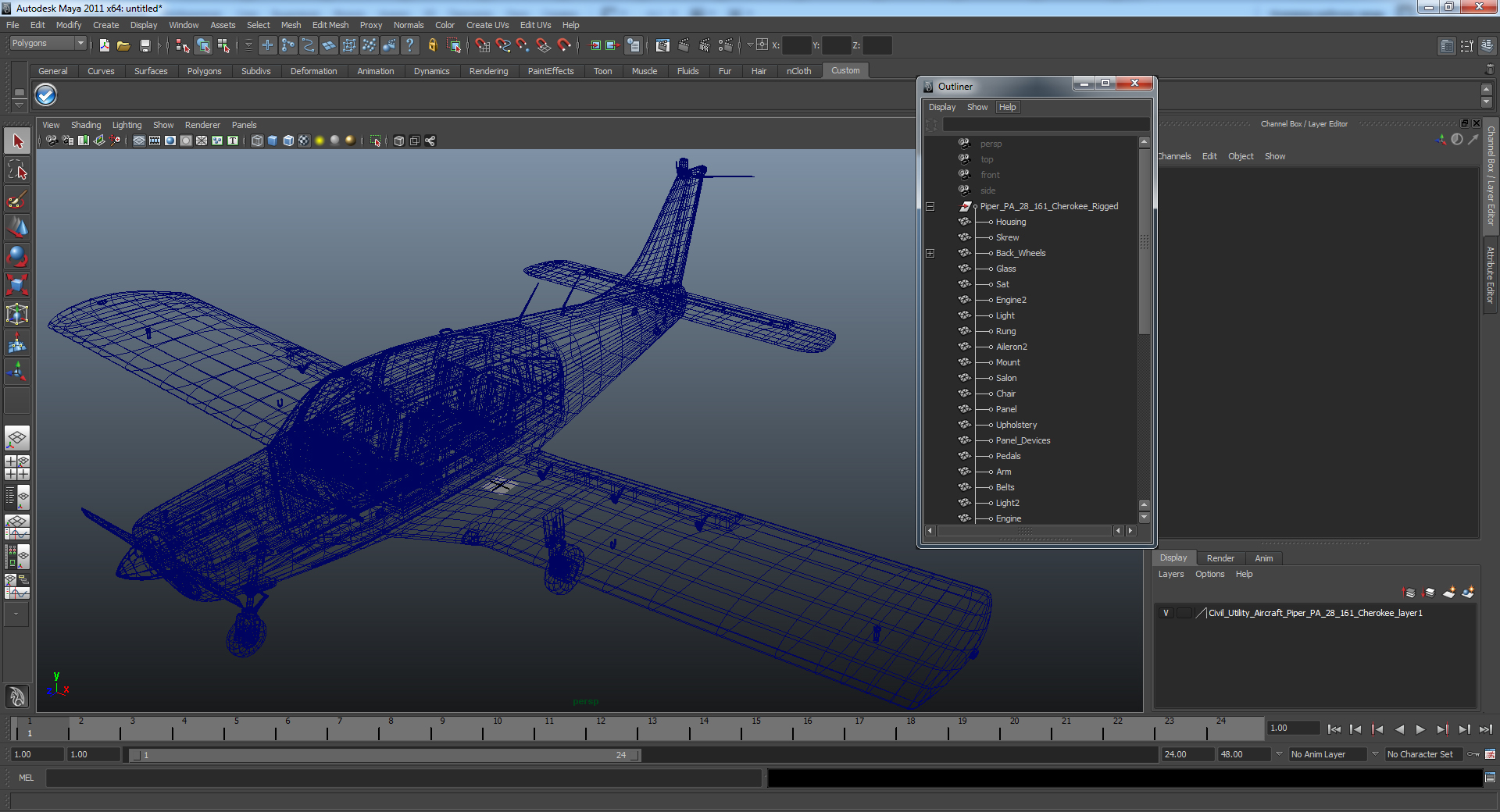 Light Aircraft Piper PA 28 161 Cherokee 3D model