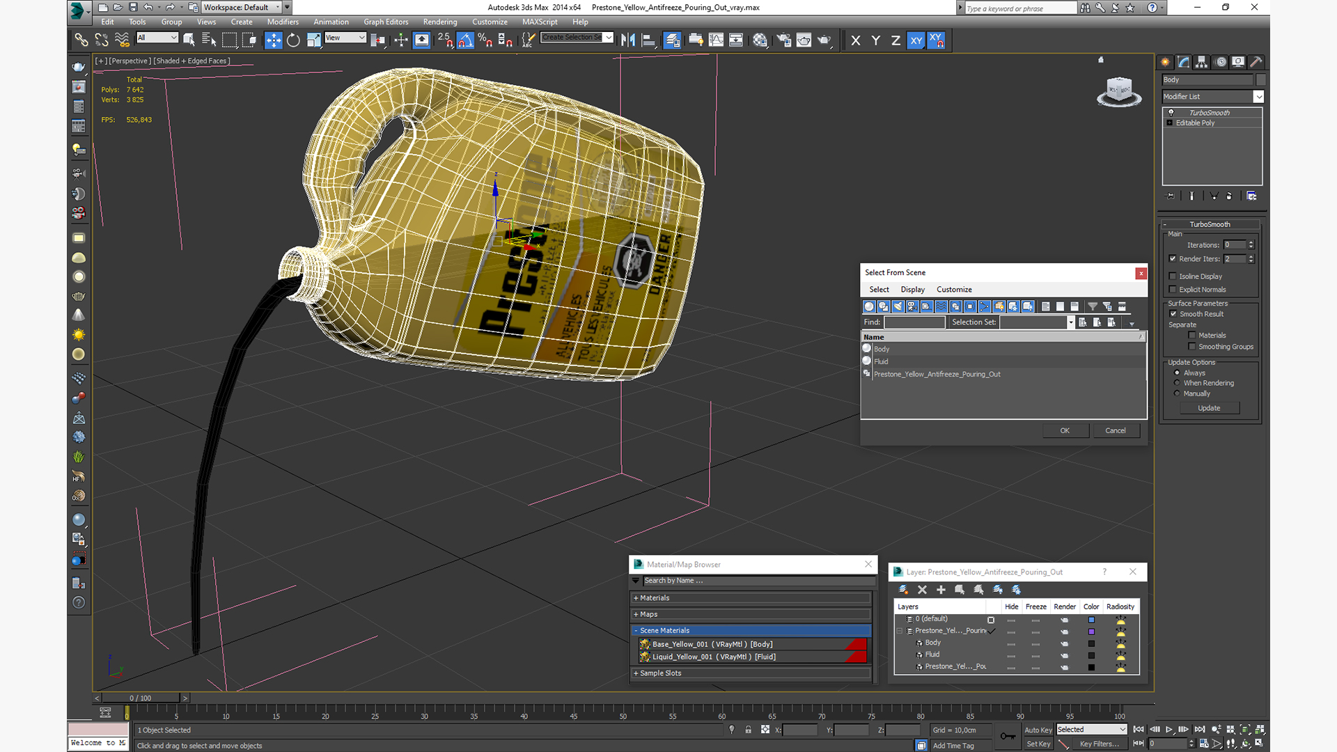 3D Prestone Yellow Antifreeze Pouring Out model