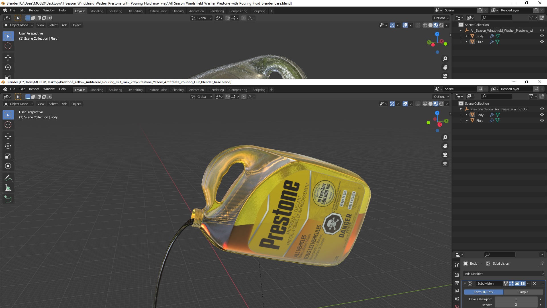 3D Prestone Yellow Antifreeze Pouring Out model