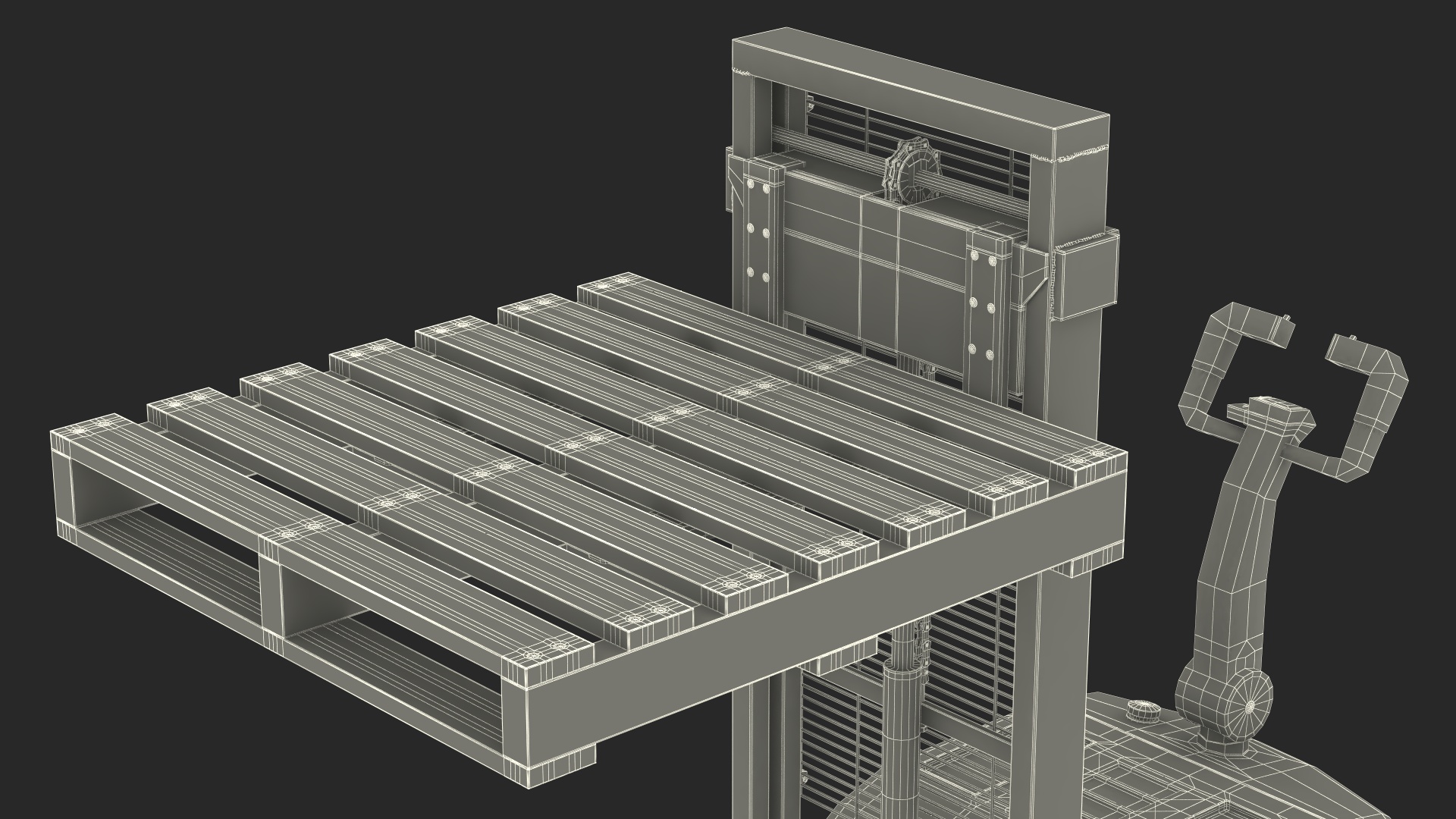 3D Pallet Stacker Everest Yellow with Wooden Pallet model