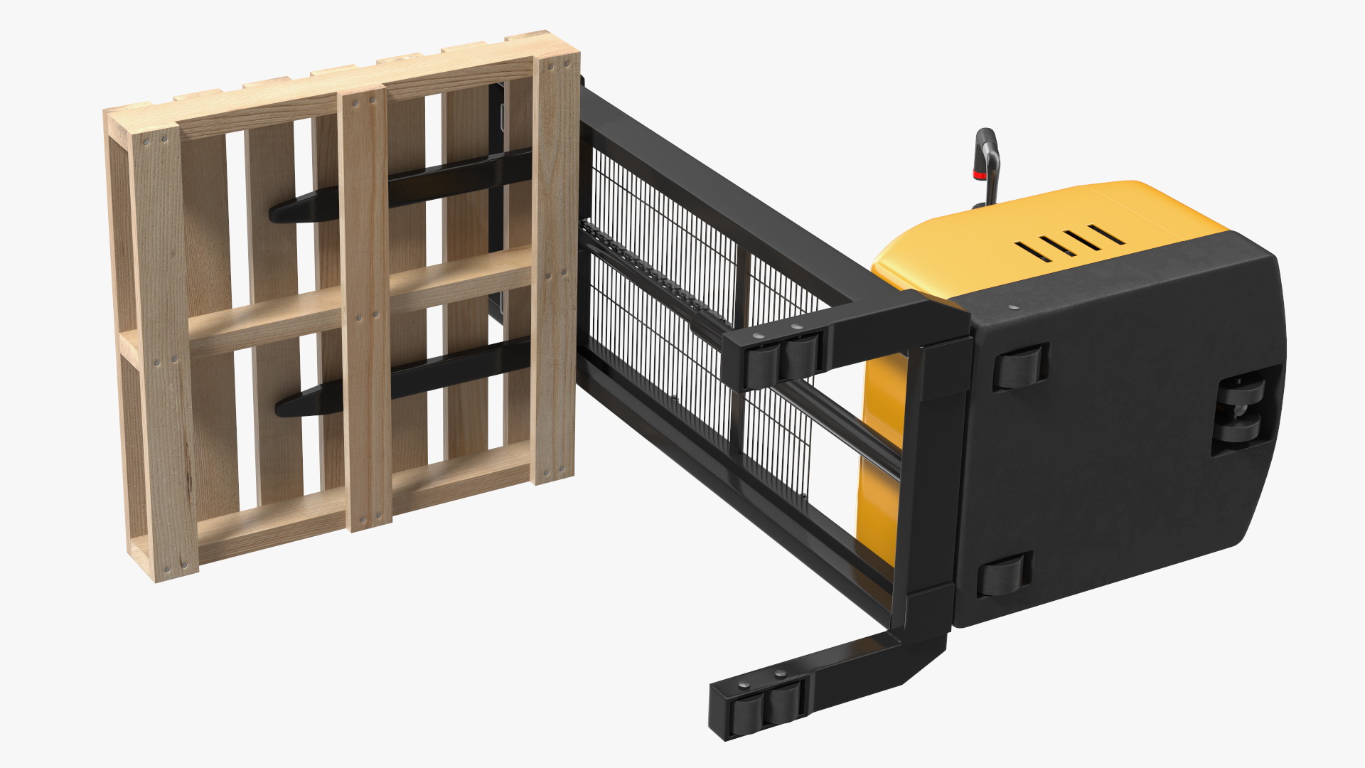 3D Pallet Stacker Everest Yellow with Wooden Pallet model