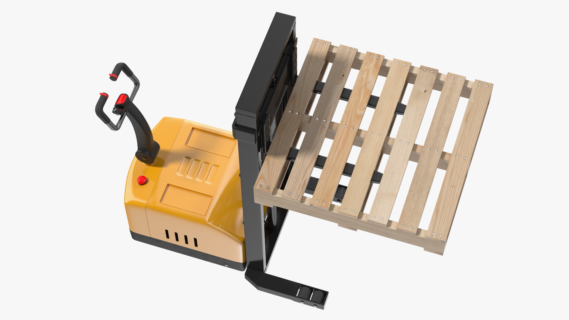 3D Pallet Stacker Everest Yellow with Wooden Pallet model