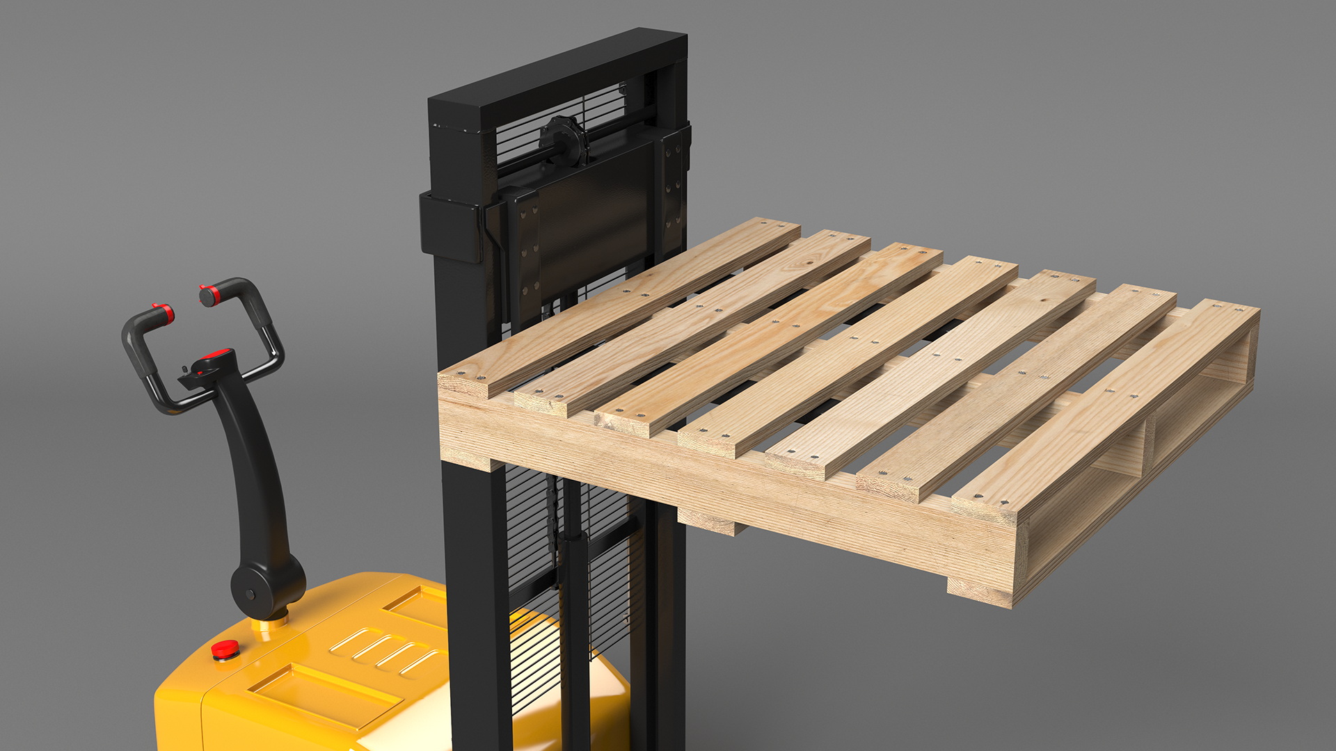 3D Pallet Stacker Everest Yellow with Wooden Pallet model