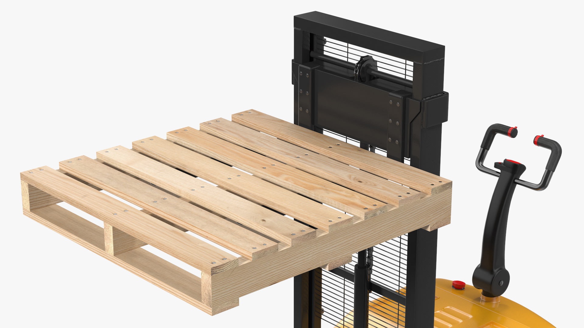 3D Pallet Stacker Everest Yellow with Wooden Pallet model
