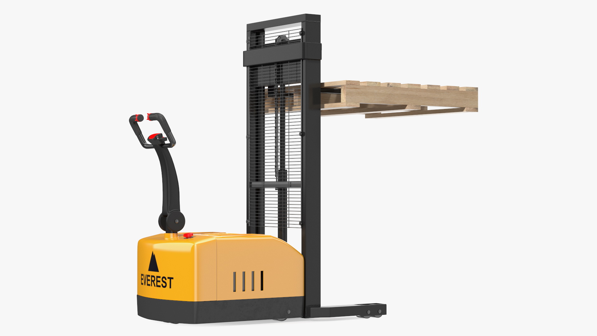 3D Pallet Stacker Everest Yellow with Wooden Pallet model