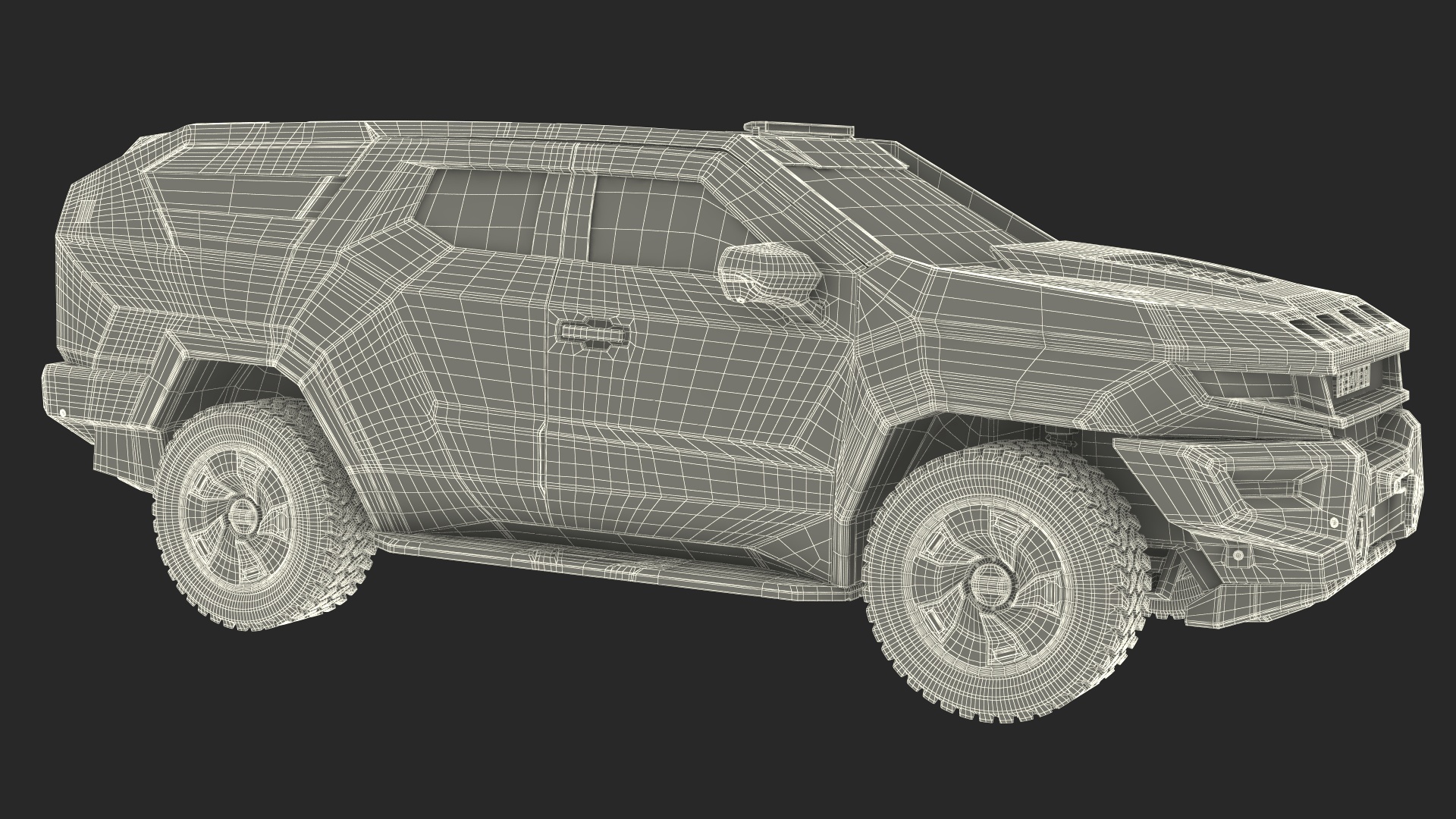 2023 Rezvani Vengeance Armored SUV Camouflage Colored Lights Off 3D model