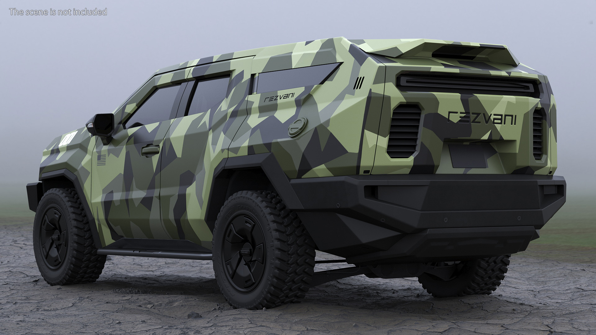 2023 Rezvani Vengeance Armored SUV Camouflage Colored Lights Off 3D model