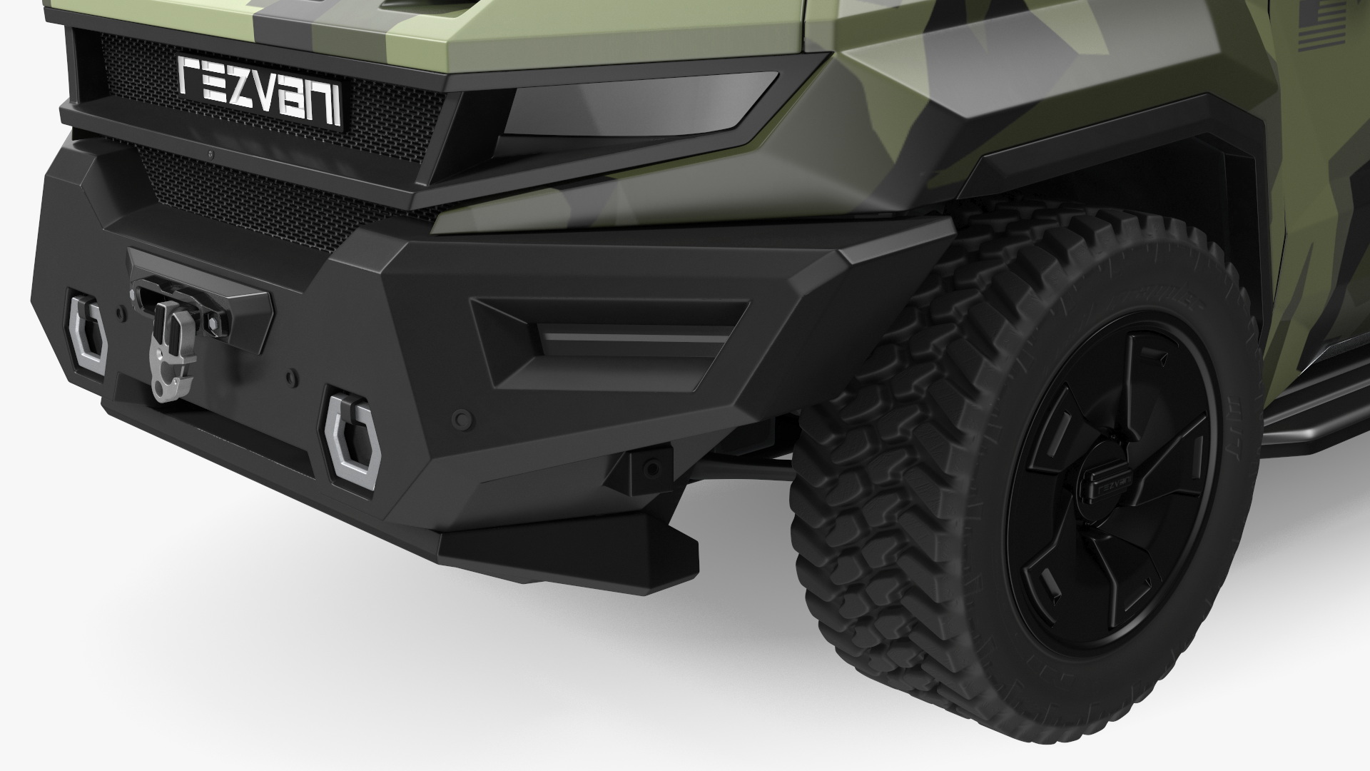 2023 Rezvani Vengeance Armored SUV Camouflage Colored Lights Off 3D model