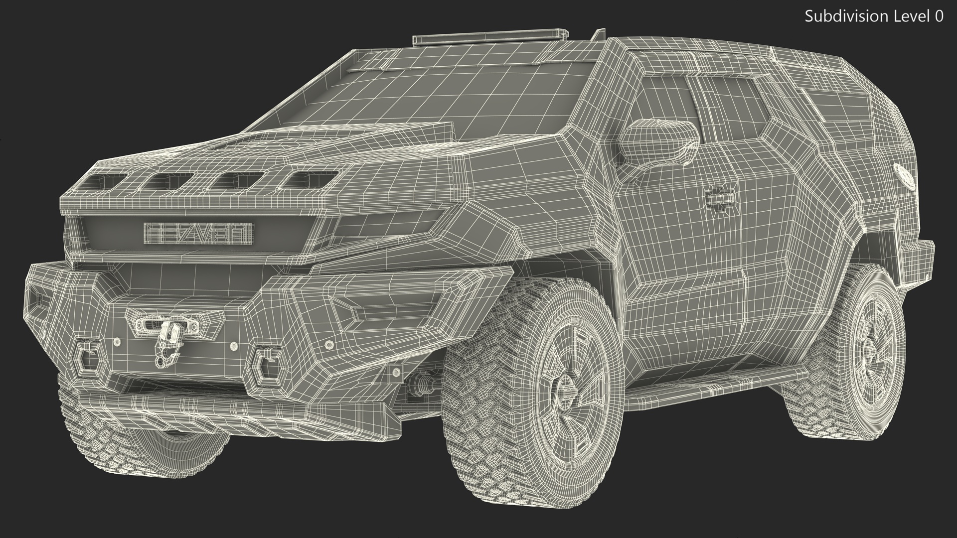 2023 Rezvani Vengeance Armored SUV Camouflage Colored Lights Off 3D model