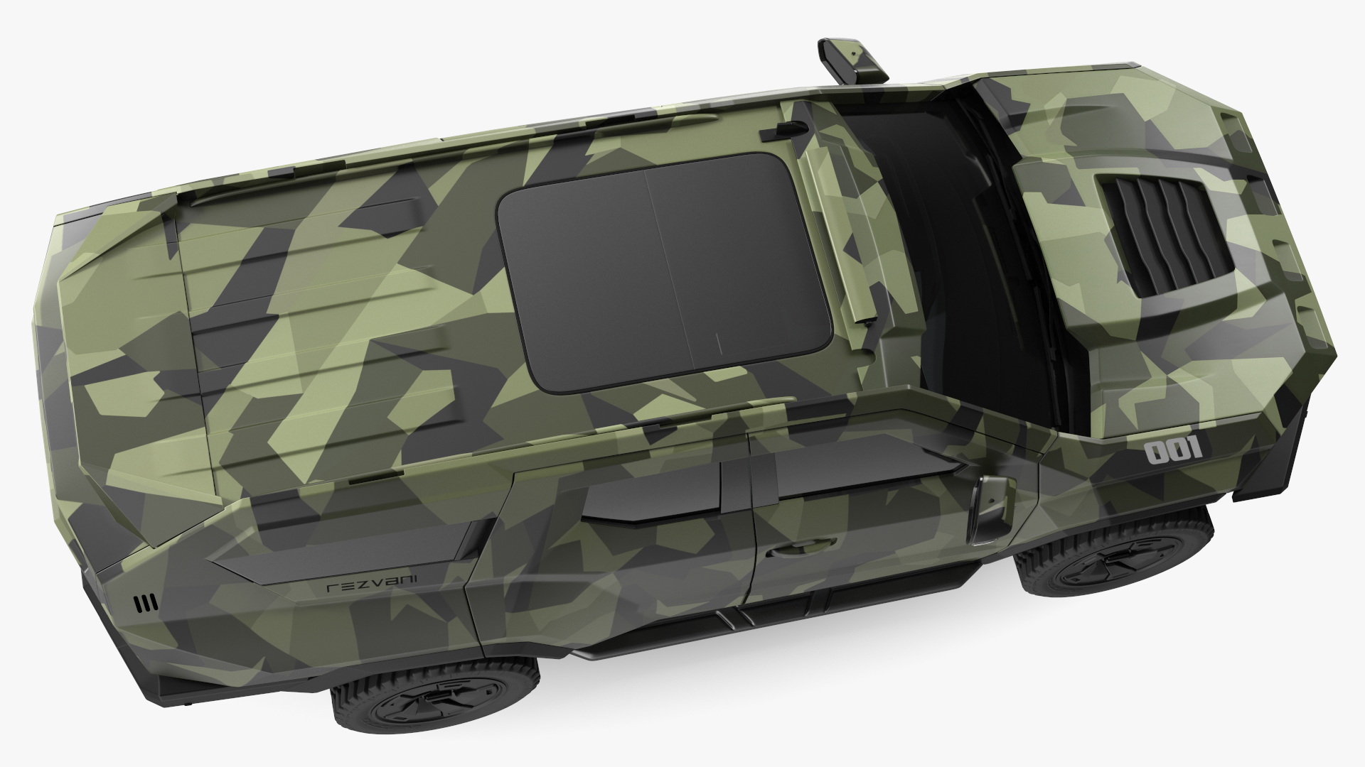 2023 Rezvani Vengeance Armored SUV Camouflage Colored Lights Off 3D model