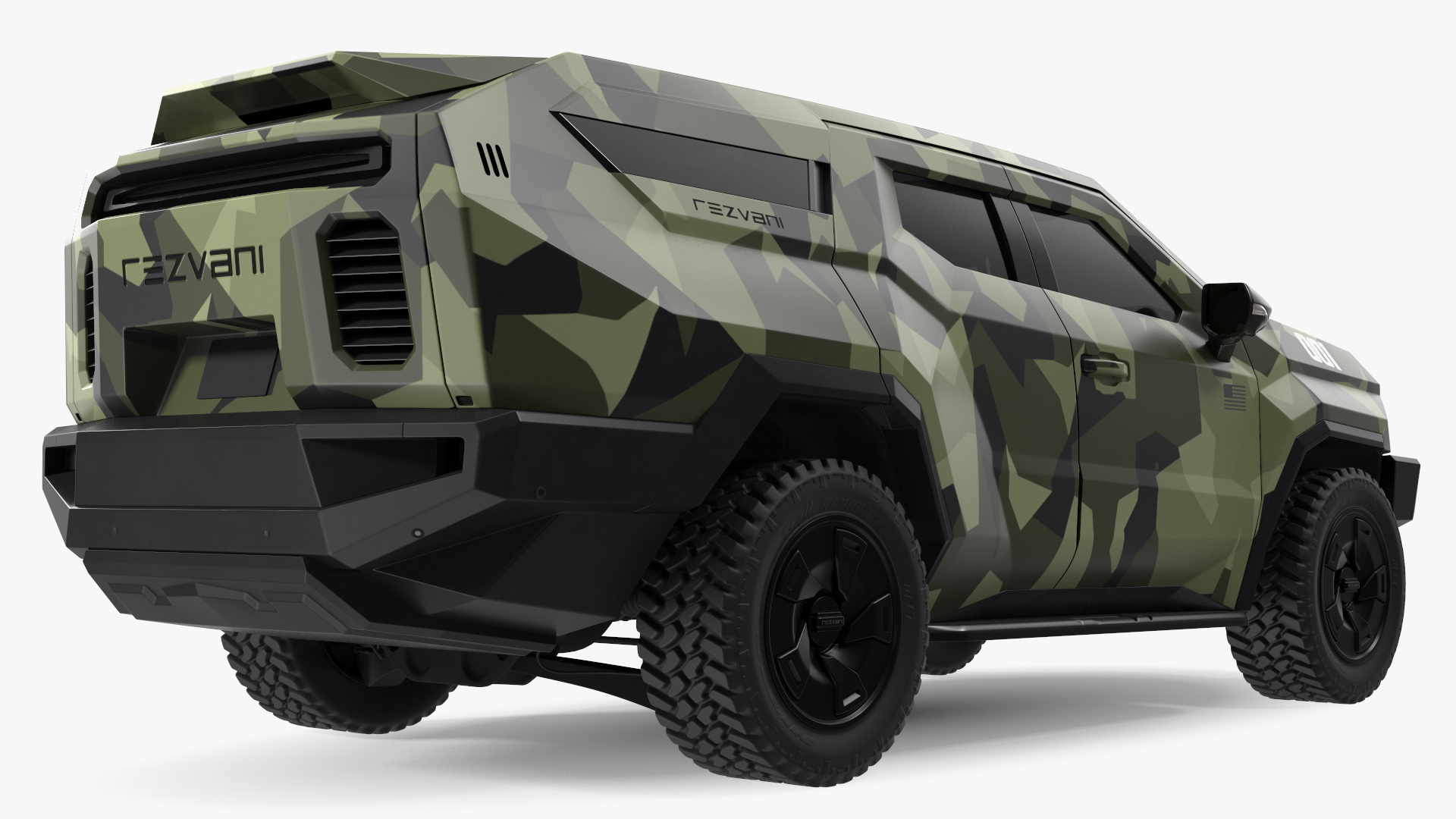2023 Rezvani Vengeance Armored SUV Camouflage Colored Lights Off 3D model