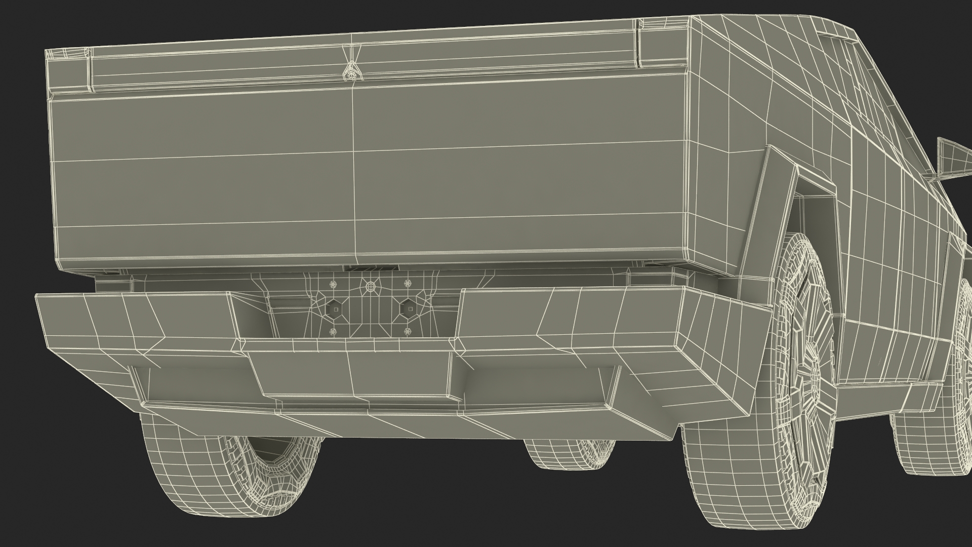 3D Futuristic Electric Truck Tesla 2024 Silver Lights On model