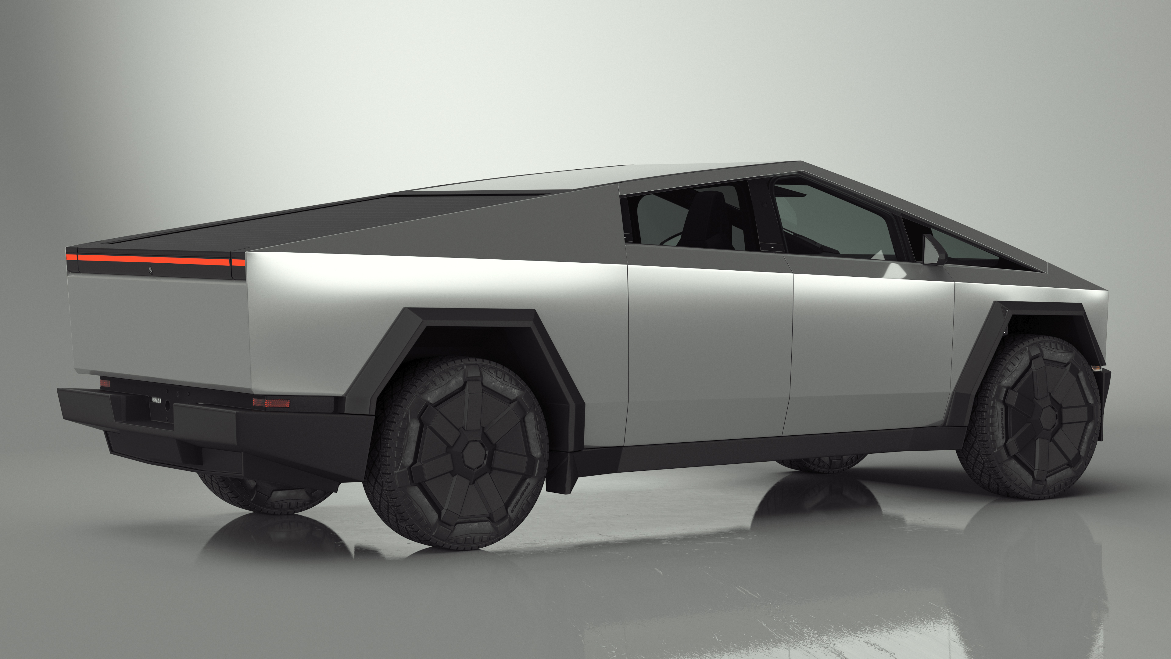 3D Futuristic Electric Truck Tesla 2024 Silver Lights On model