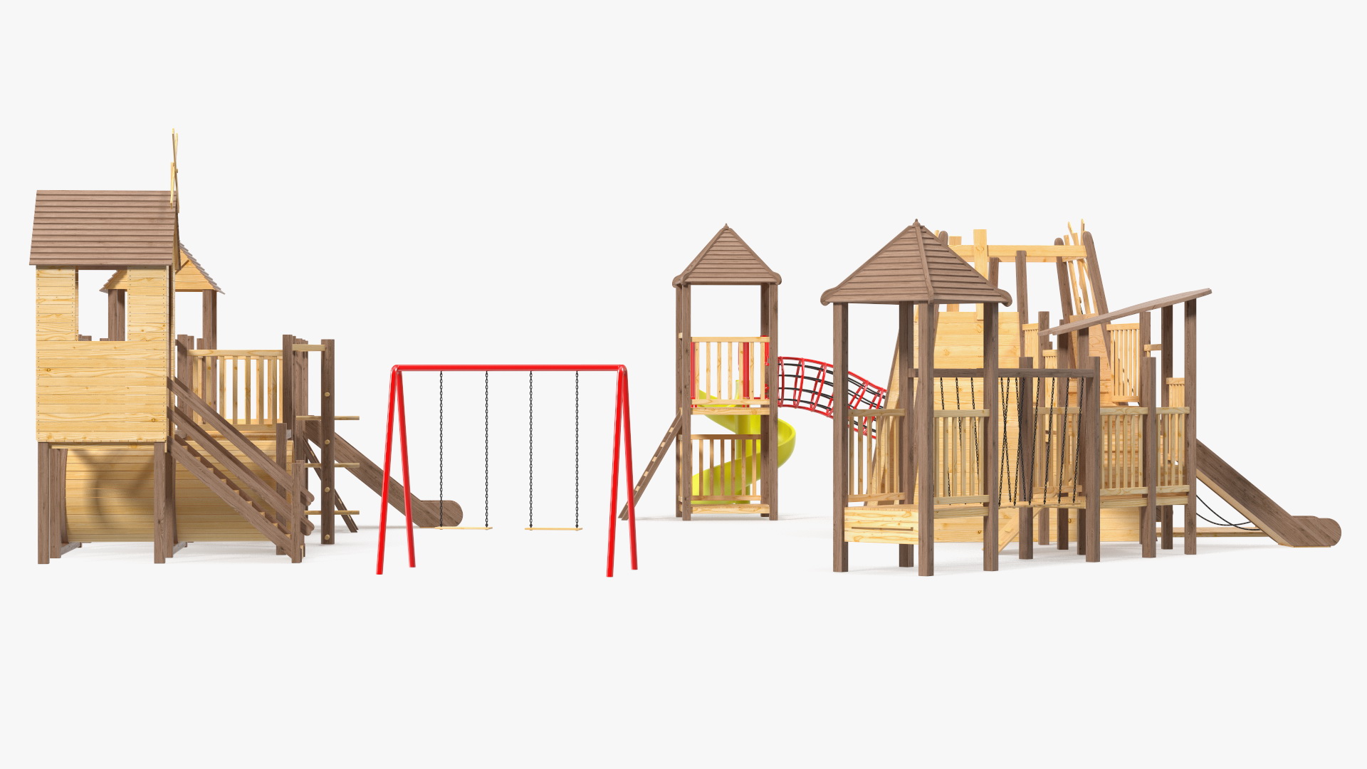 Wooden Playground Structure 3D