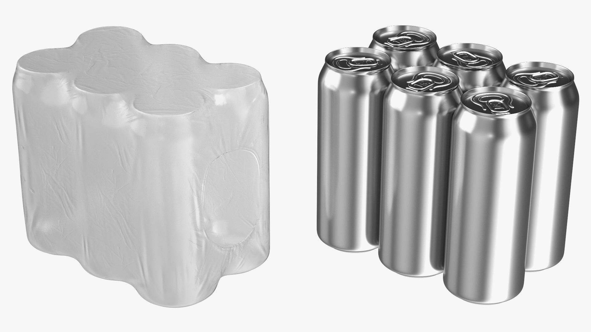 3D 6-can 500ml Transparent Pack model