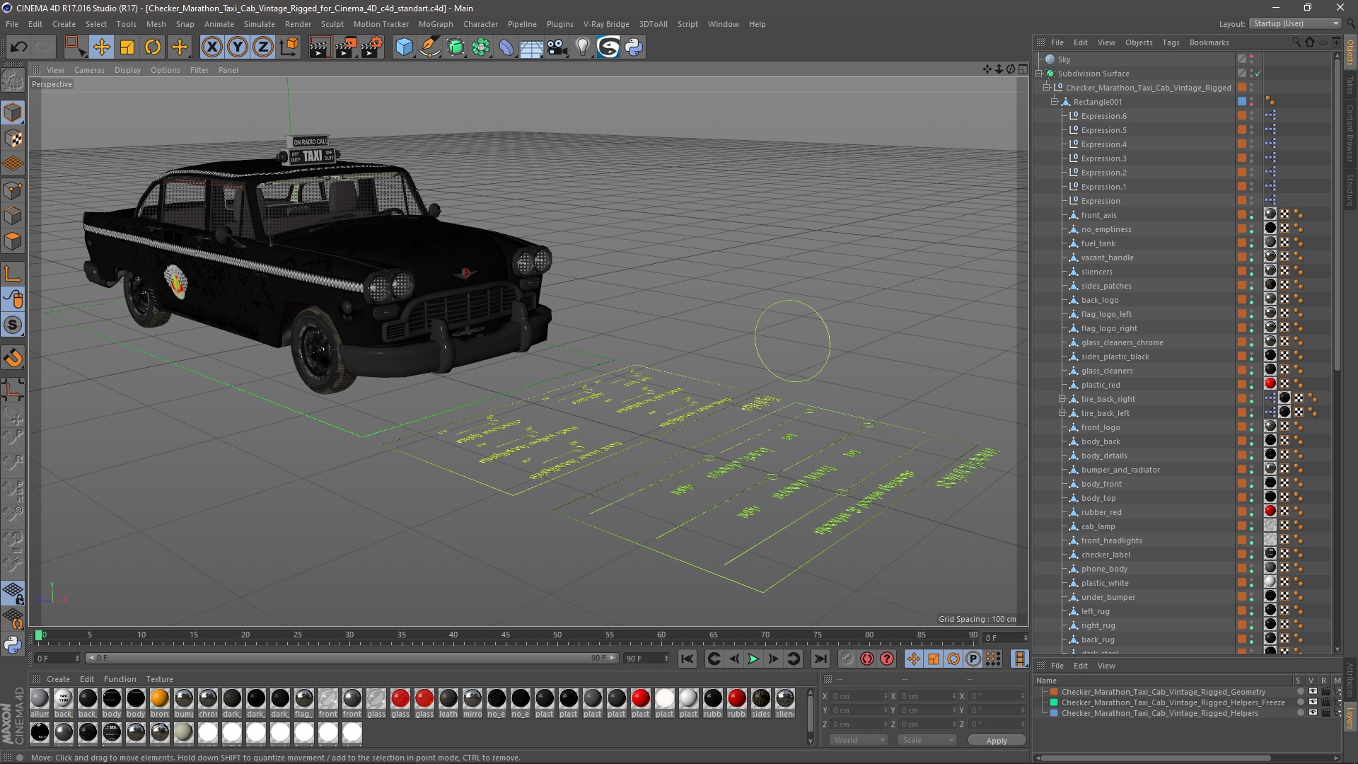 Checker Marathon Taxi Cab Vintage Rigged for Cinema 4D 3D model