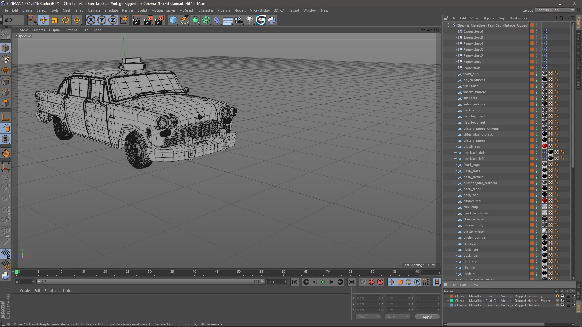 Checker Marathon Taxi Cab Vintage Rigged for Cinema 4D 3D model