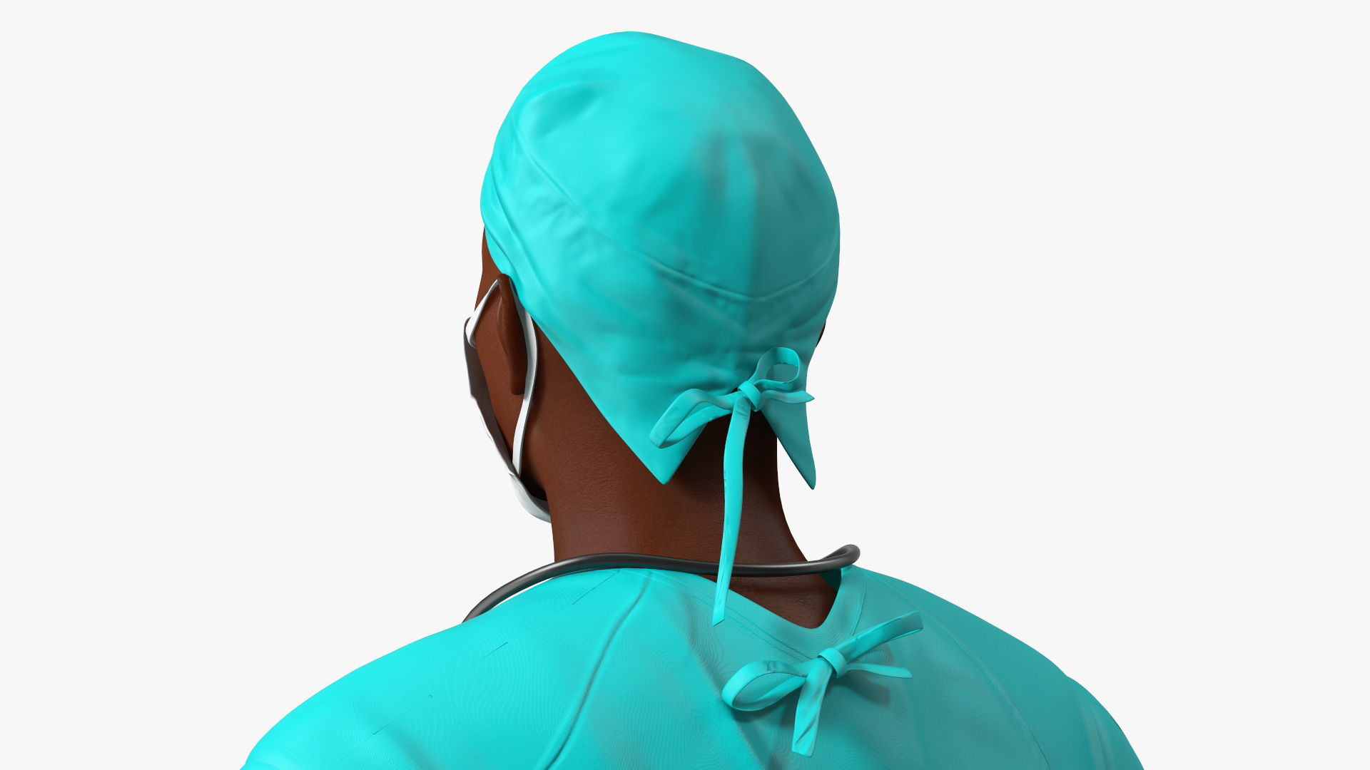 African Black Male Doctor Wearing Face Mask Blood Stained 3D