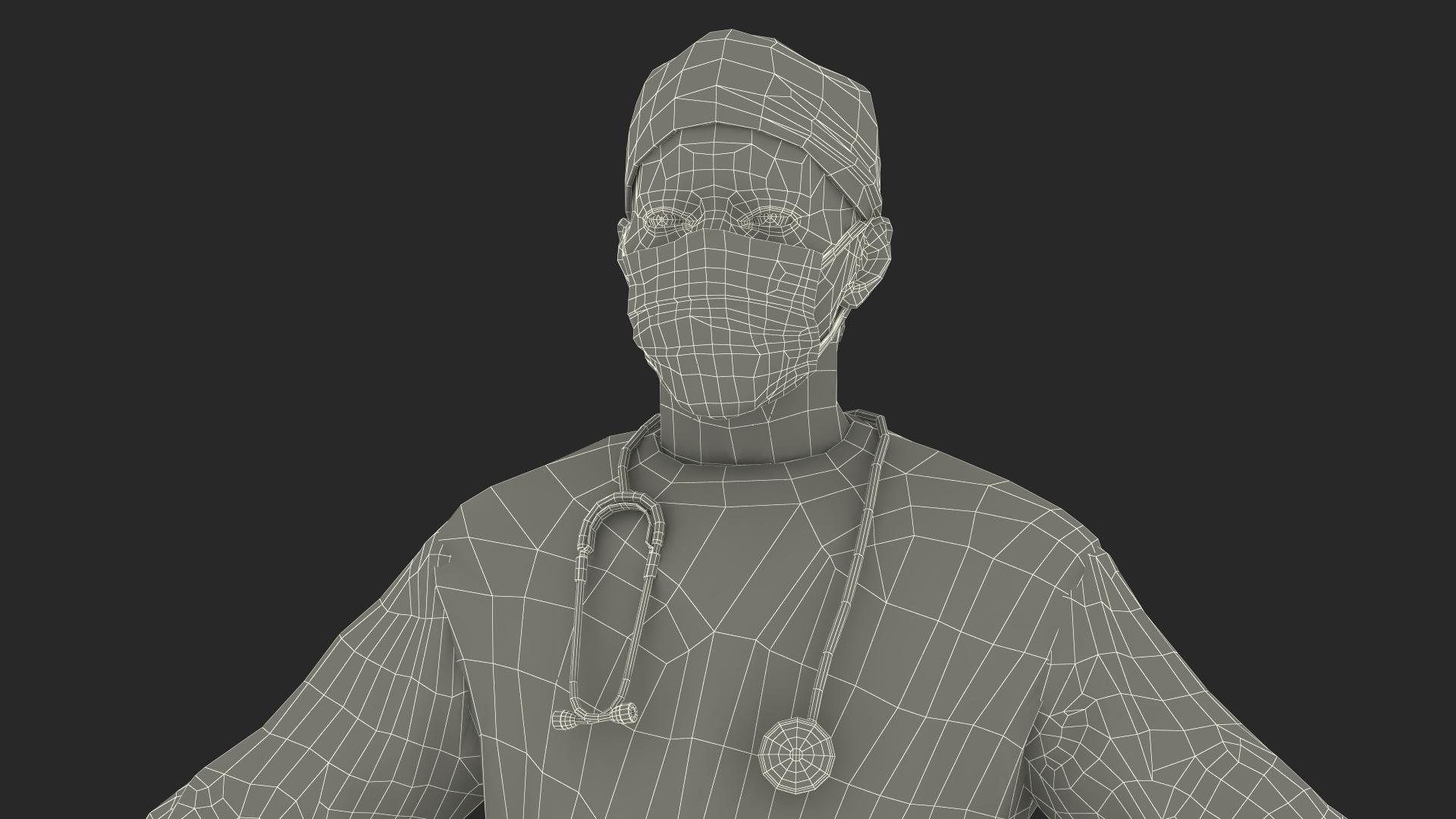 African Black Male Doctor Wearing Face Mask Blood Stained 3D