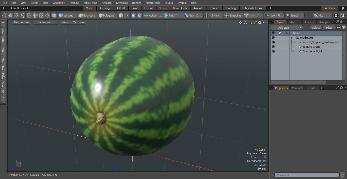 3D model Round Stripped Watermelon