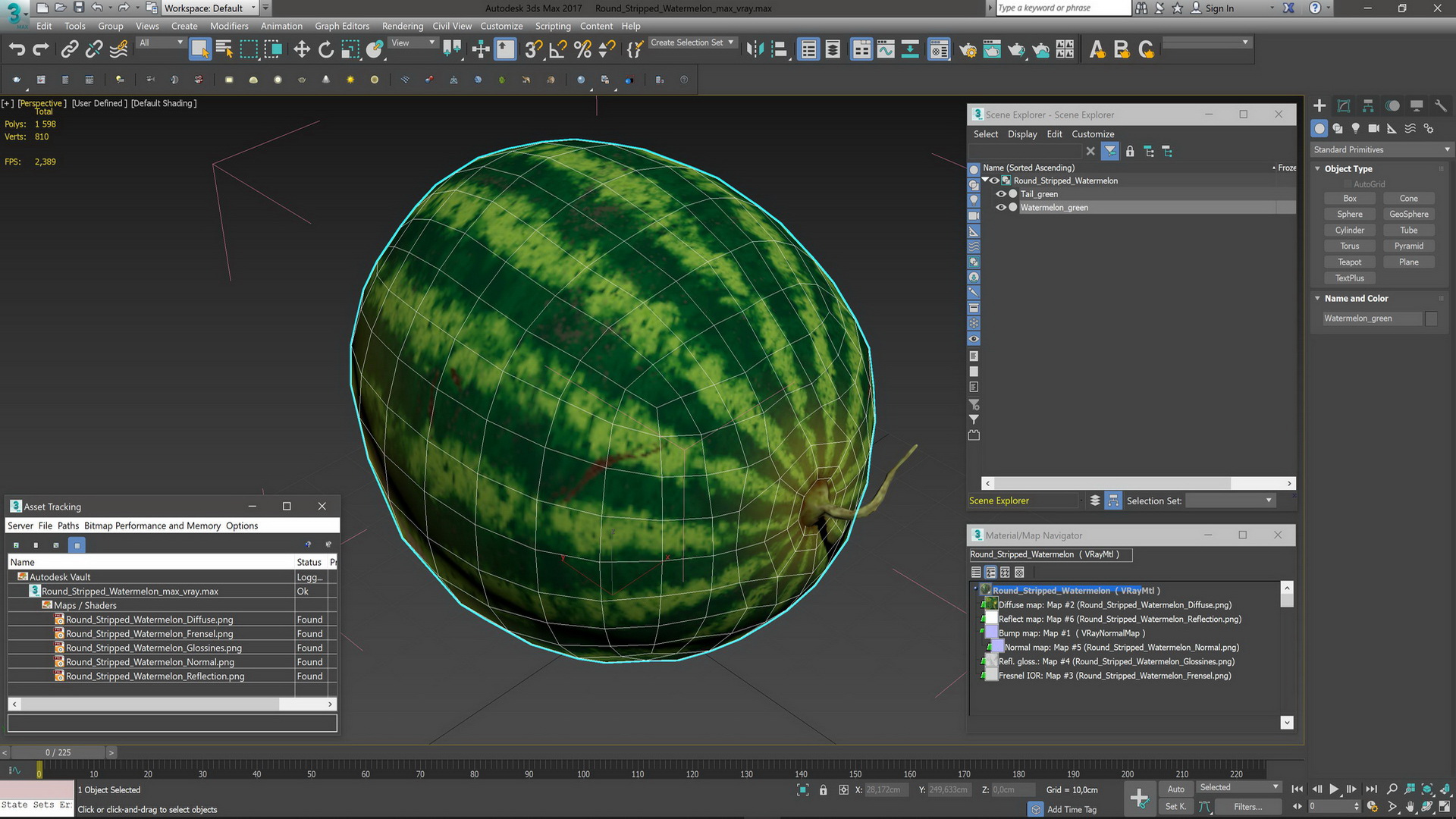 3D model Round Stripped Watermelon
