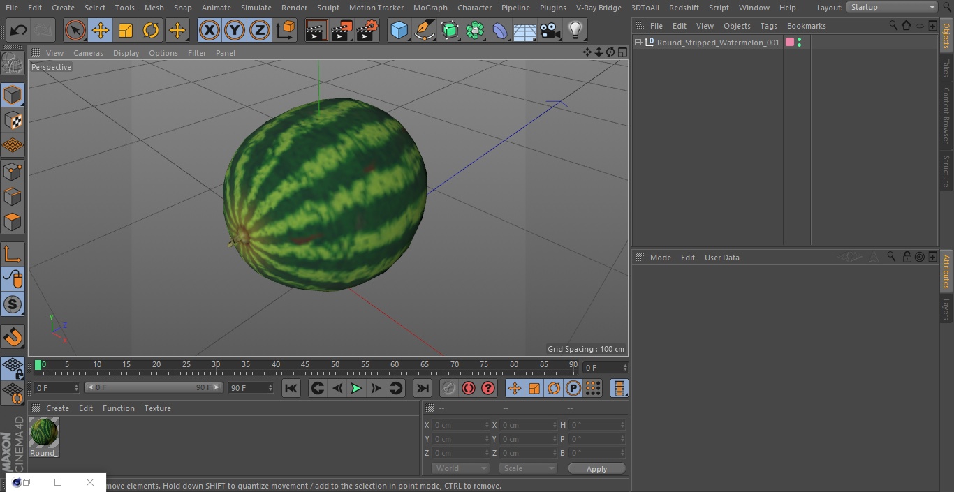 3D model Round Stripped Watermelon
