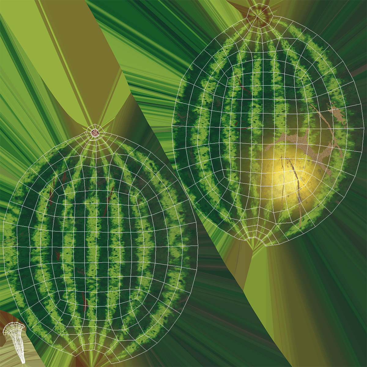 3D model Round Stripped Watermelon