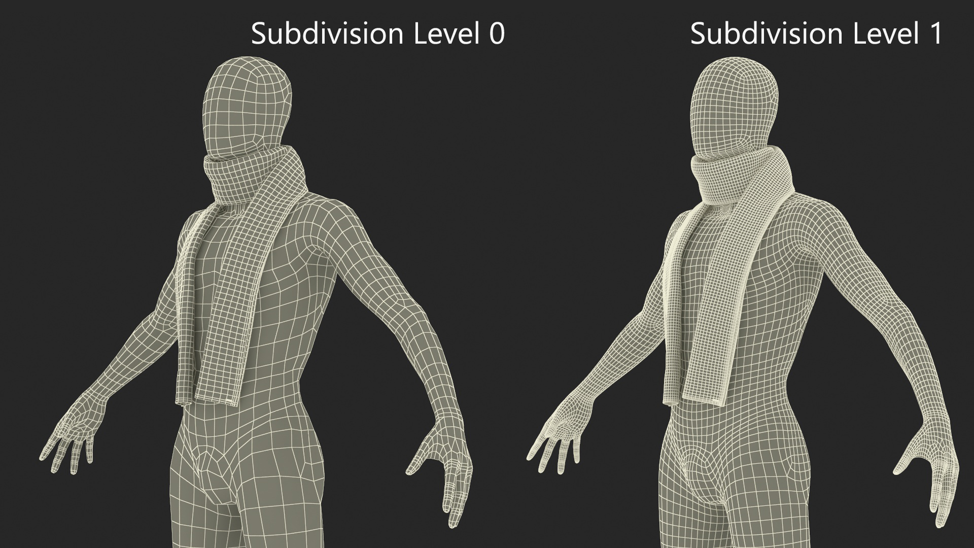 Beige Scarf Once Around Style 3D model