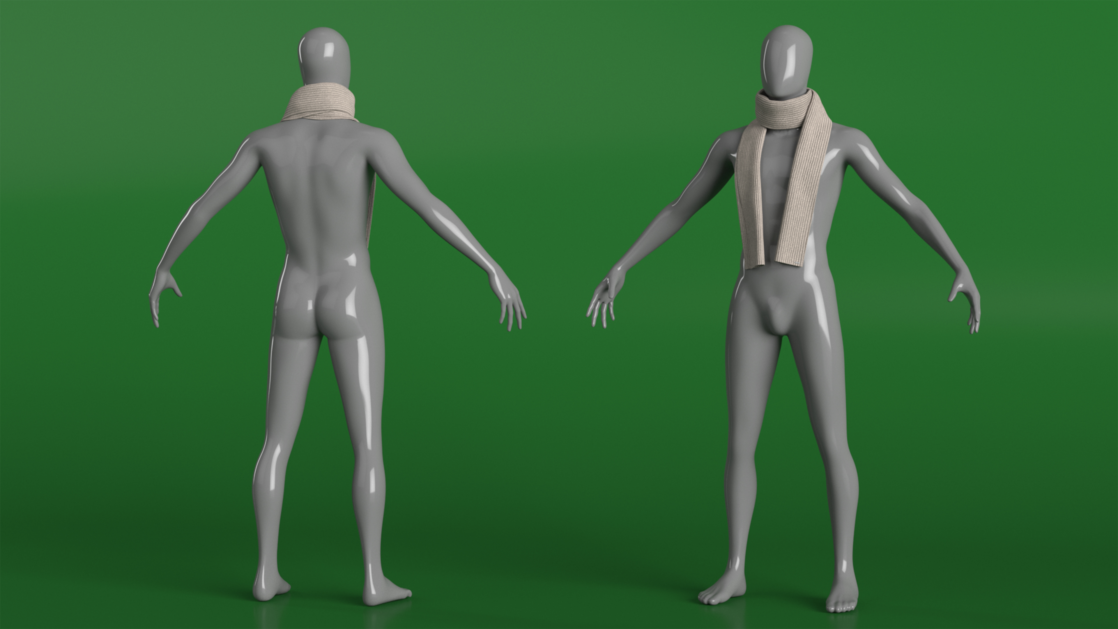 Beige Scarf Once Around Style 3D model