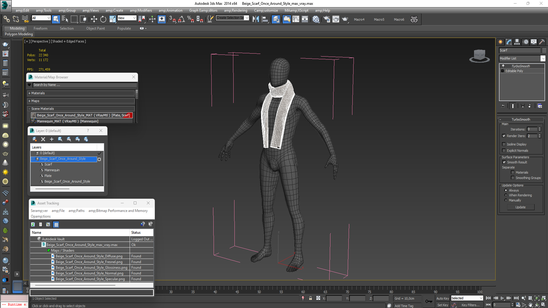 Beige Scarf Once Around Style 3D model