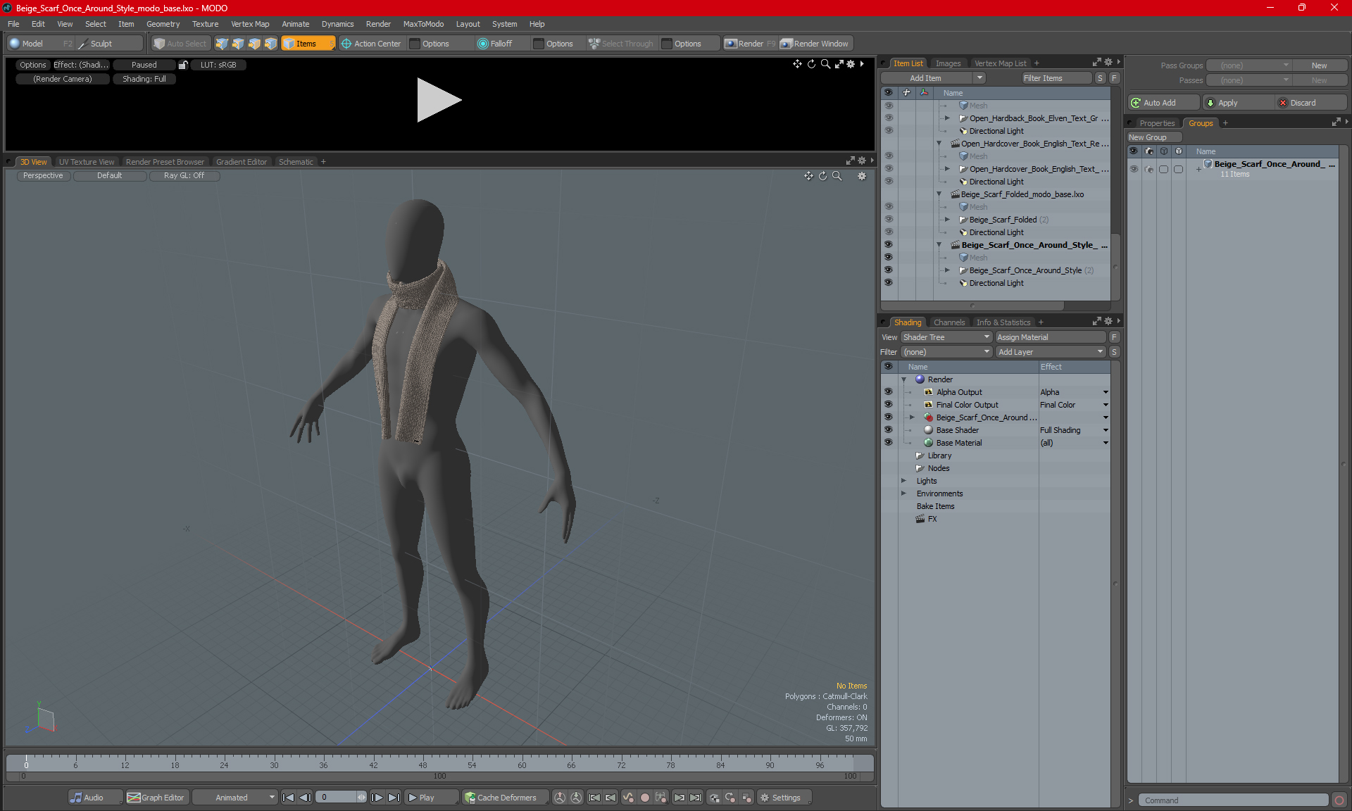 Beige Scarf Once Around Style 3D model