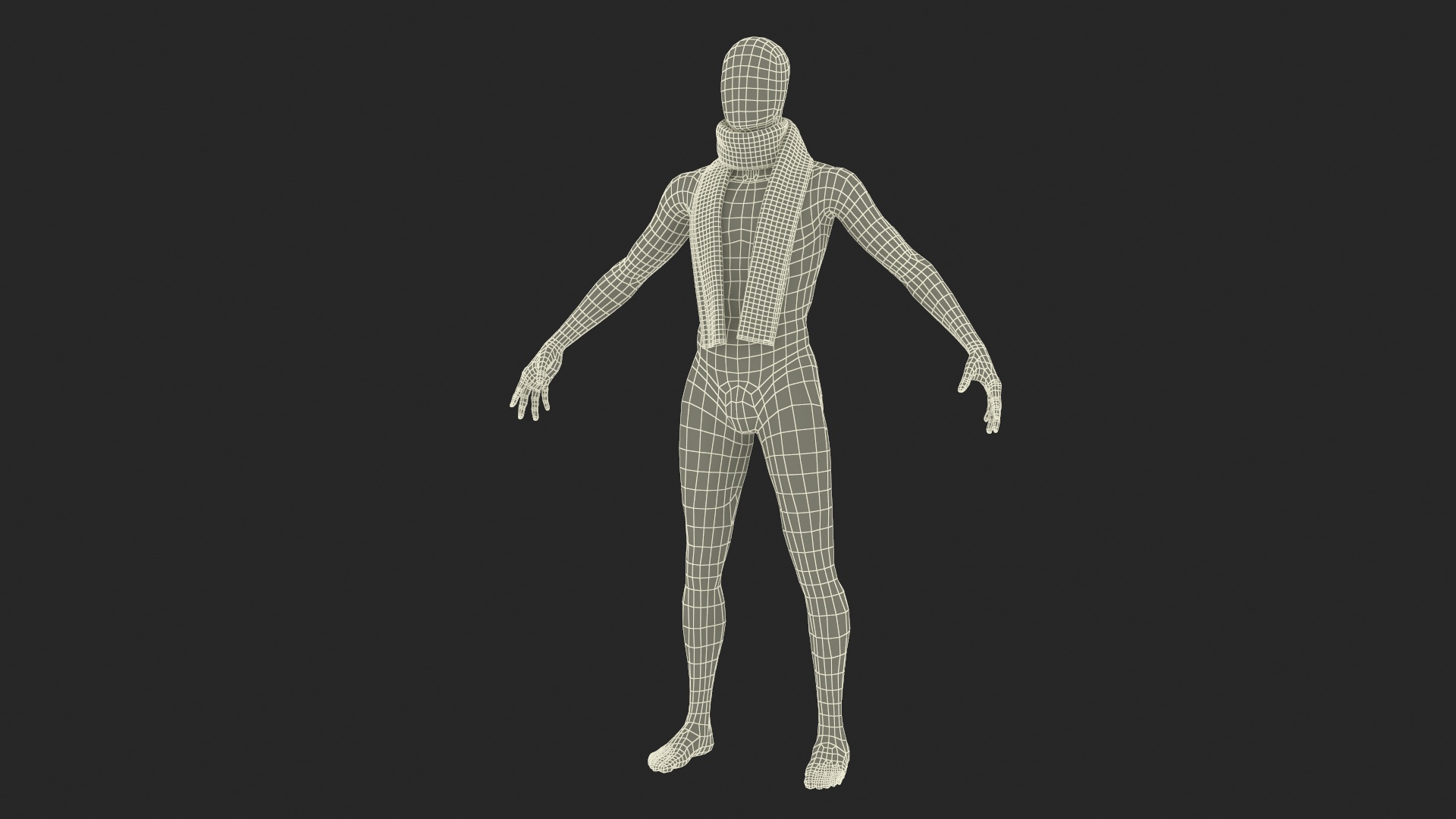 Beige Scarf Once Around Style 3D model